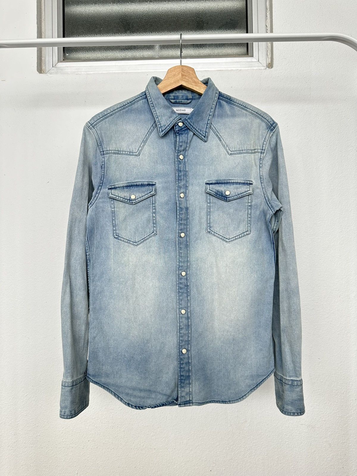Obelisk 00’s MIDAS vintage style stonewash denim shirt Size US M / EU 48-50 / 2 - 8 Thumbnail