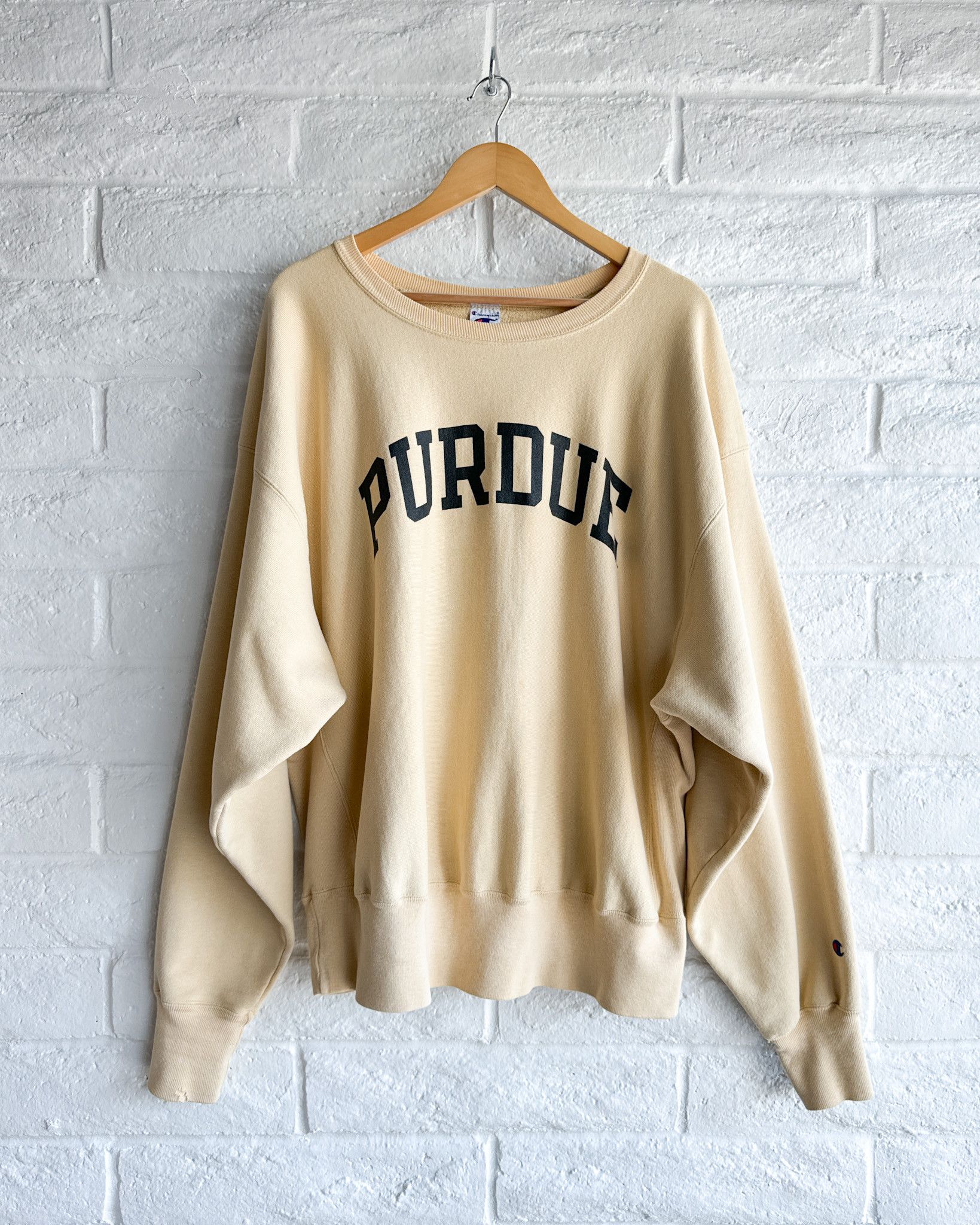 Vintage Vintage 90s Purdue College Sweatshirt Champion Reverse Weave Size US XL / EU 56 / 4 - 2 Thumbnail