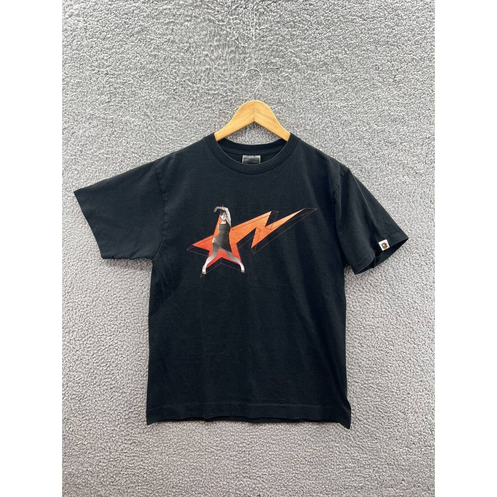 M Moriabc A Bathing Ape Bape Star Girl Logo Black T-Shirt Size 