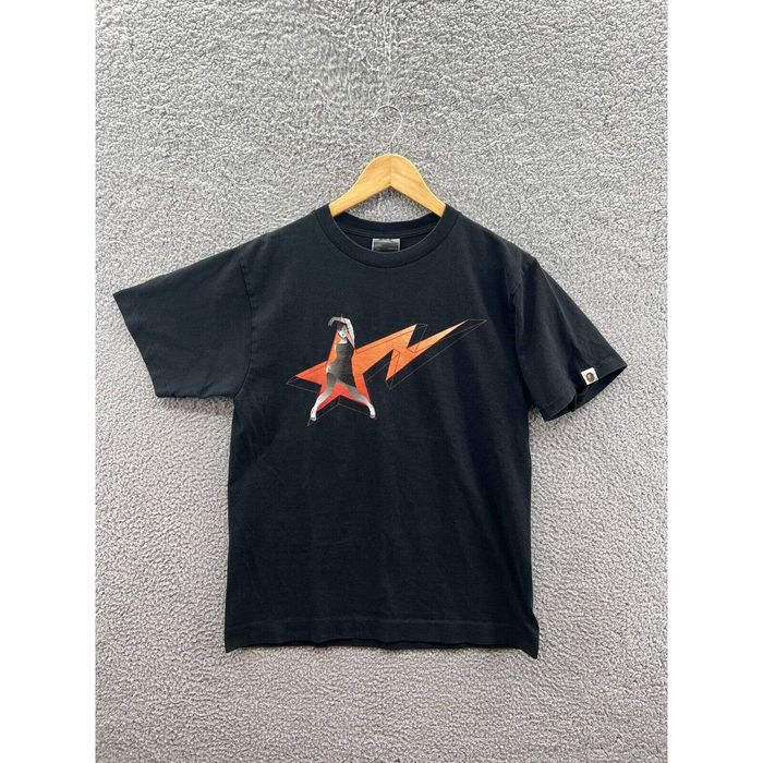 M Moriabc A Bathing Ape Bape Star Girl Logo Black T-Shirt Size