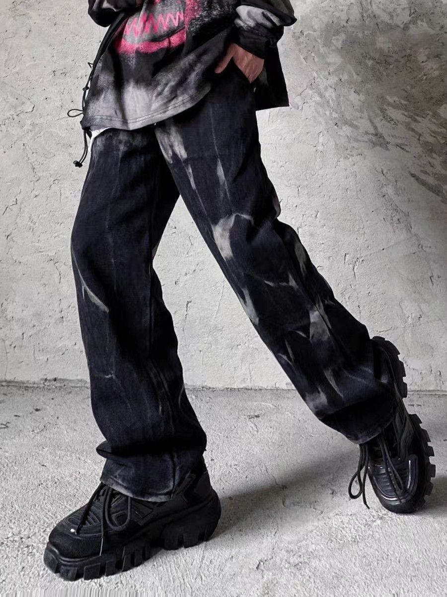 Japanese Brand × Jean Vintage tie-dye washed wide-leg draped jeans Size US 30 / EU 46 - 4 Thumbnail