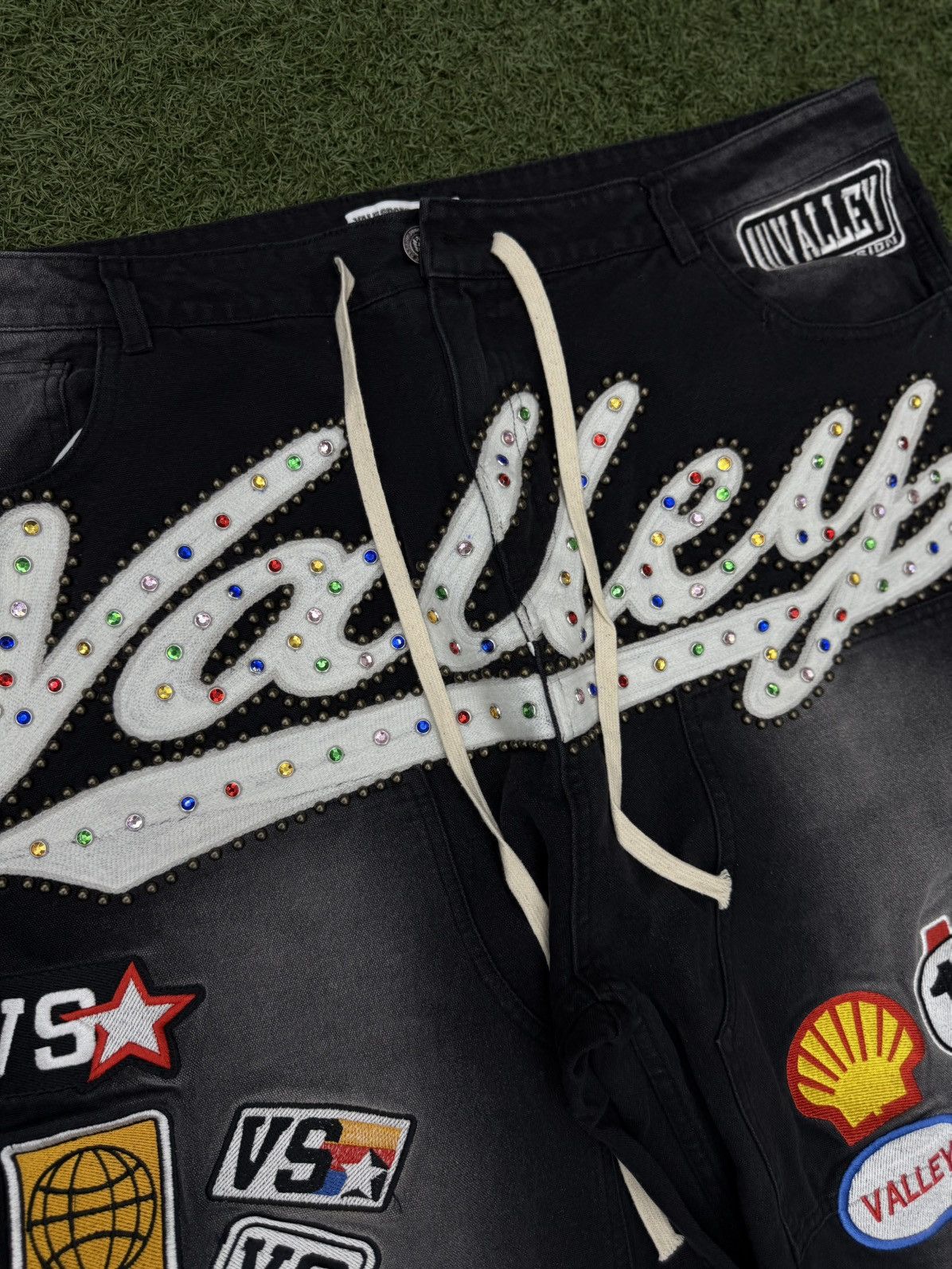 Vale Valley Baggy Patchwork Denim Black Jeans Size 38 (NEW) Size US 38 / EU 54 - 6 Thumbnail