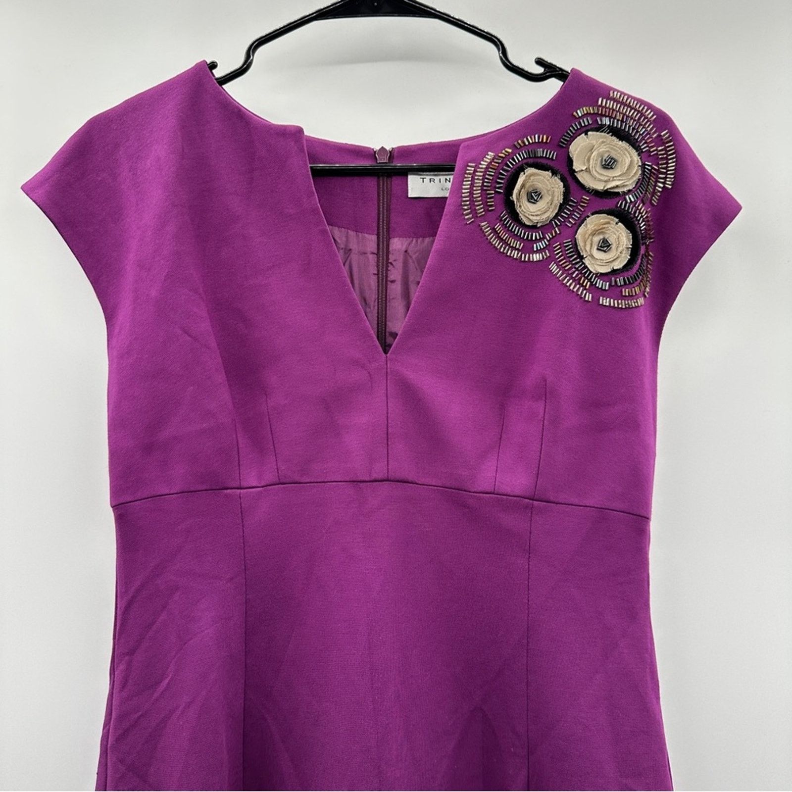 Trina Turk Trina Turk Purple Embellished Short Sleeve Midi Dress Size M / US 6-8 / IT 42-44 - 2 Thumbnail