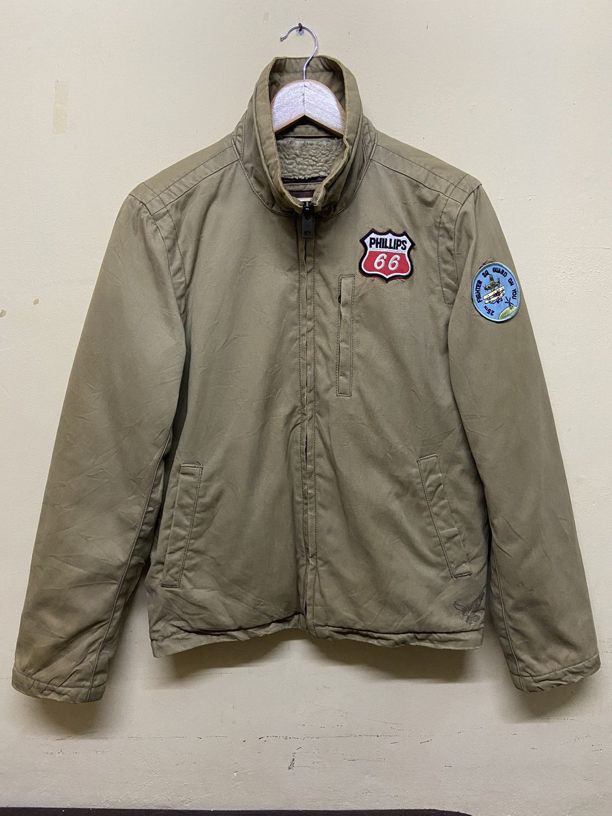 image of American Eagle Outfitters x Vintage America Eagle Fighter Sq Guard Jacket in Khaki (Size Small)