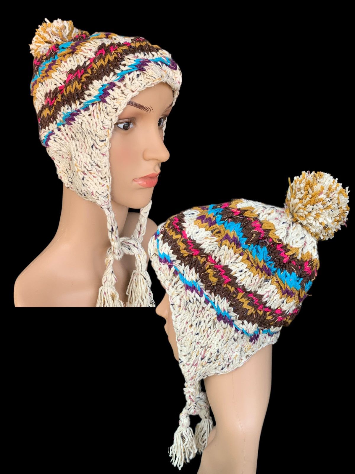 Japanese Brand × Kapital Crochet Knitt Earflap Punk Japanese Style Size ONE SIZE - 1 Thumbnail