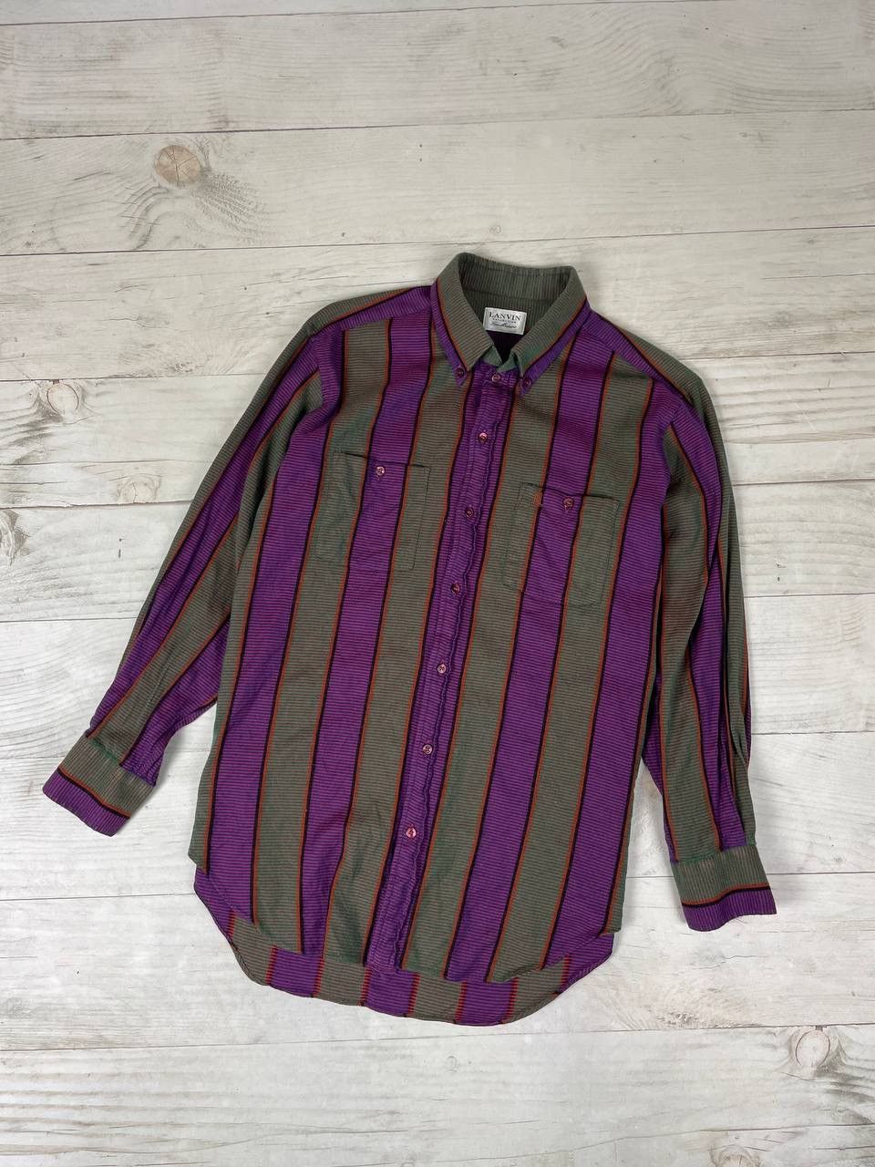 Lanvin Lanvin Silk Wool Striped Shirt Button Up Size US M / EU 48-50 / 2 - 1 Thumbnail