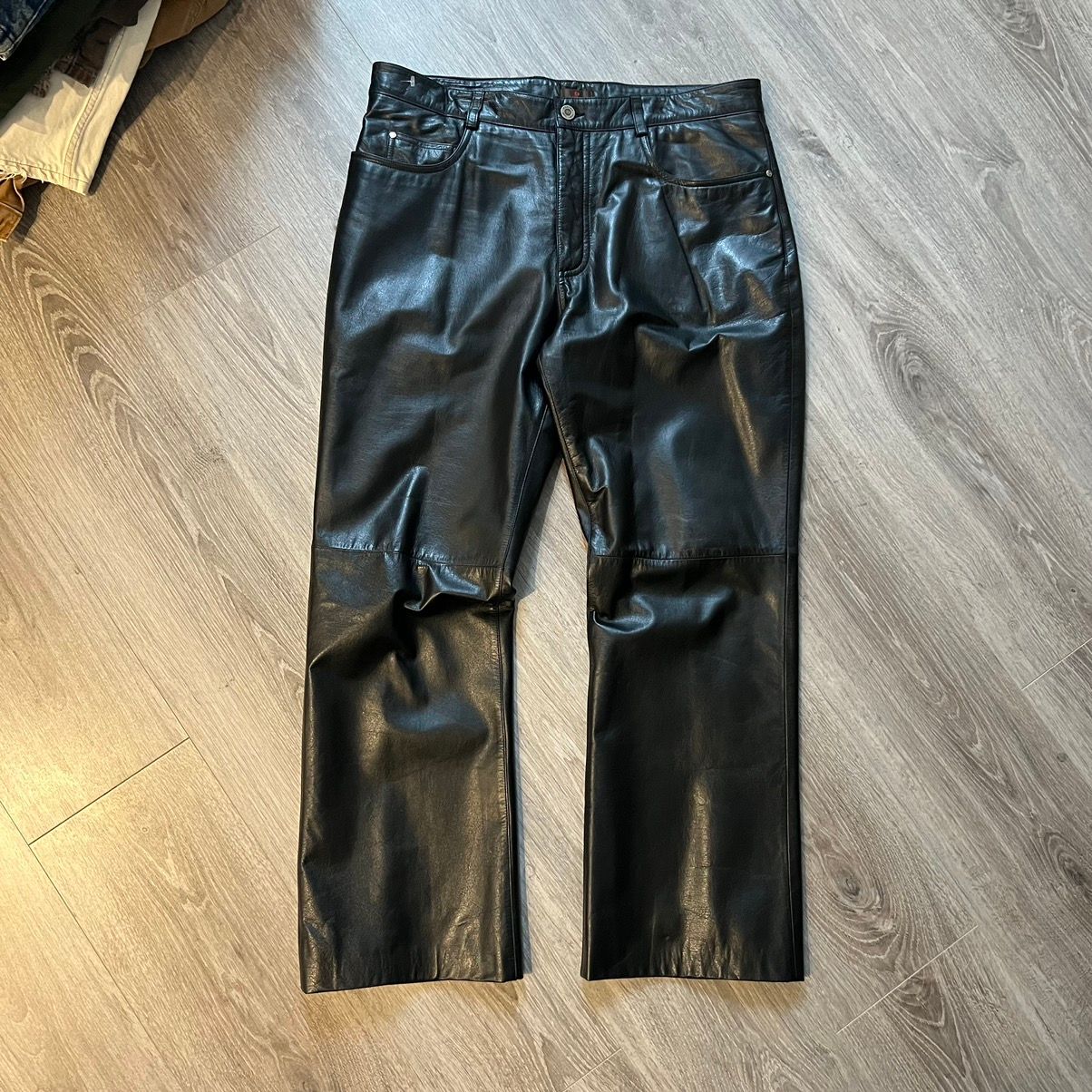 Leather Danier Leather pants loose fit | Grailed