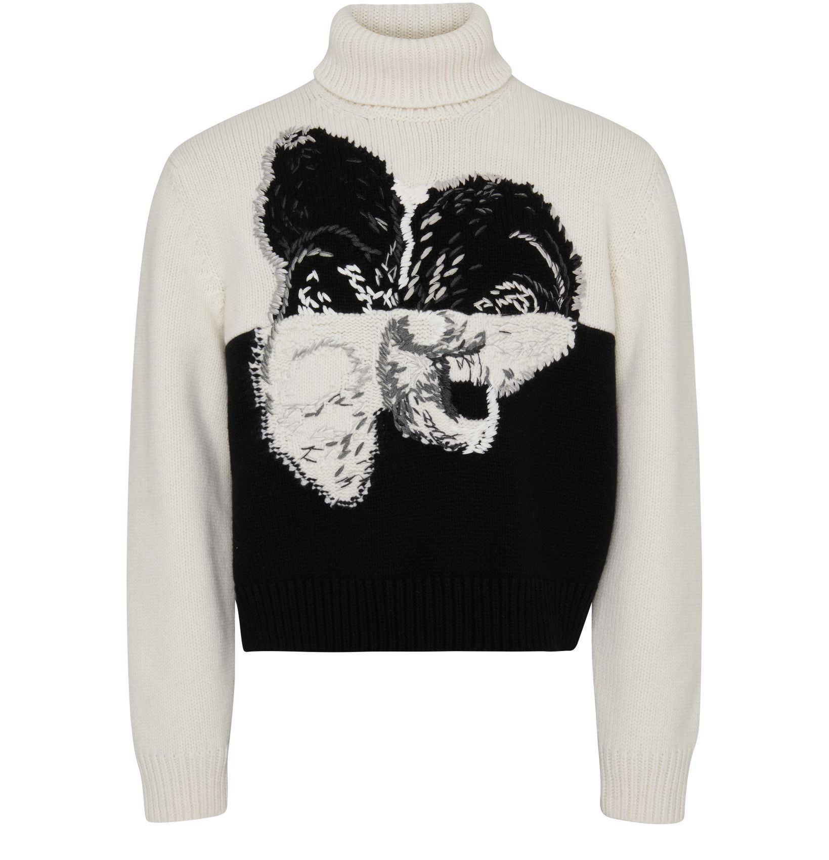 Alexander McQueen o1y1024 Turtleneck Sweater in White & Black Size US M / EU 48-50 / 2 - 1 Thumbnail