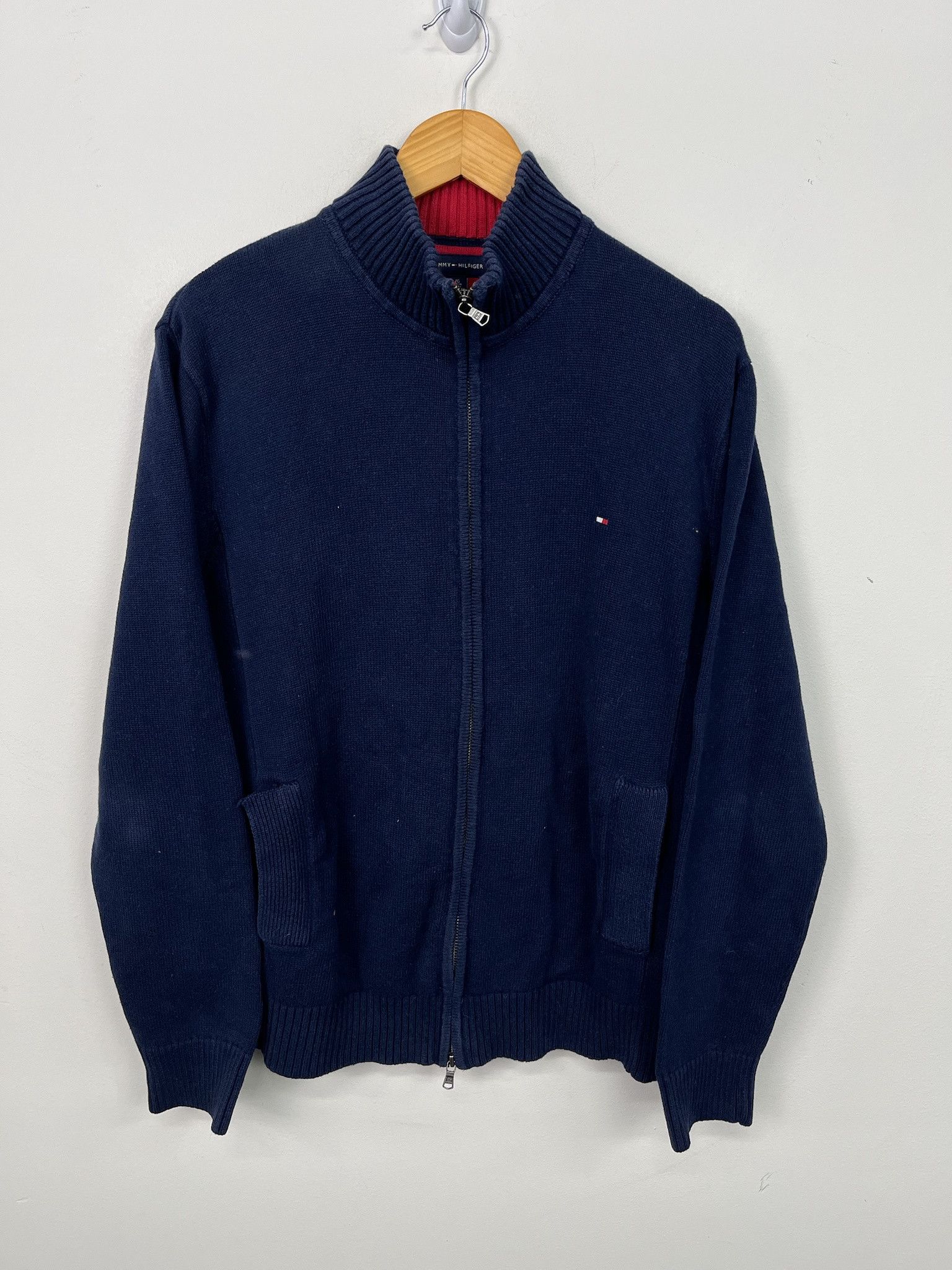 Tommy Hilfiger Vintage Y2K Tommy Hilfiger Cardigan Navy Full Zip Knit Sweater Size L Size US L / EU 52-54 / 3 - 1 Thumbnail