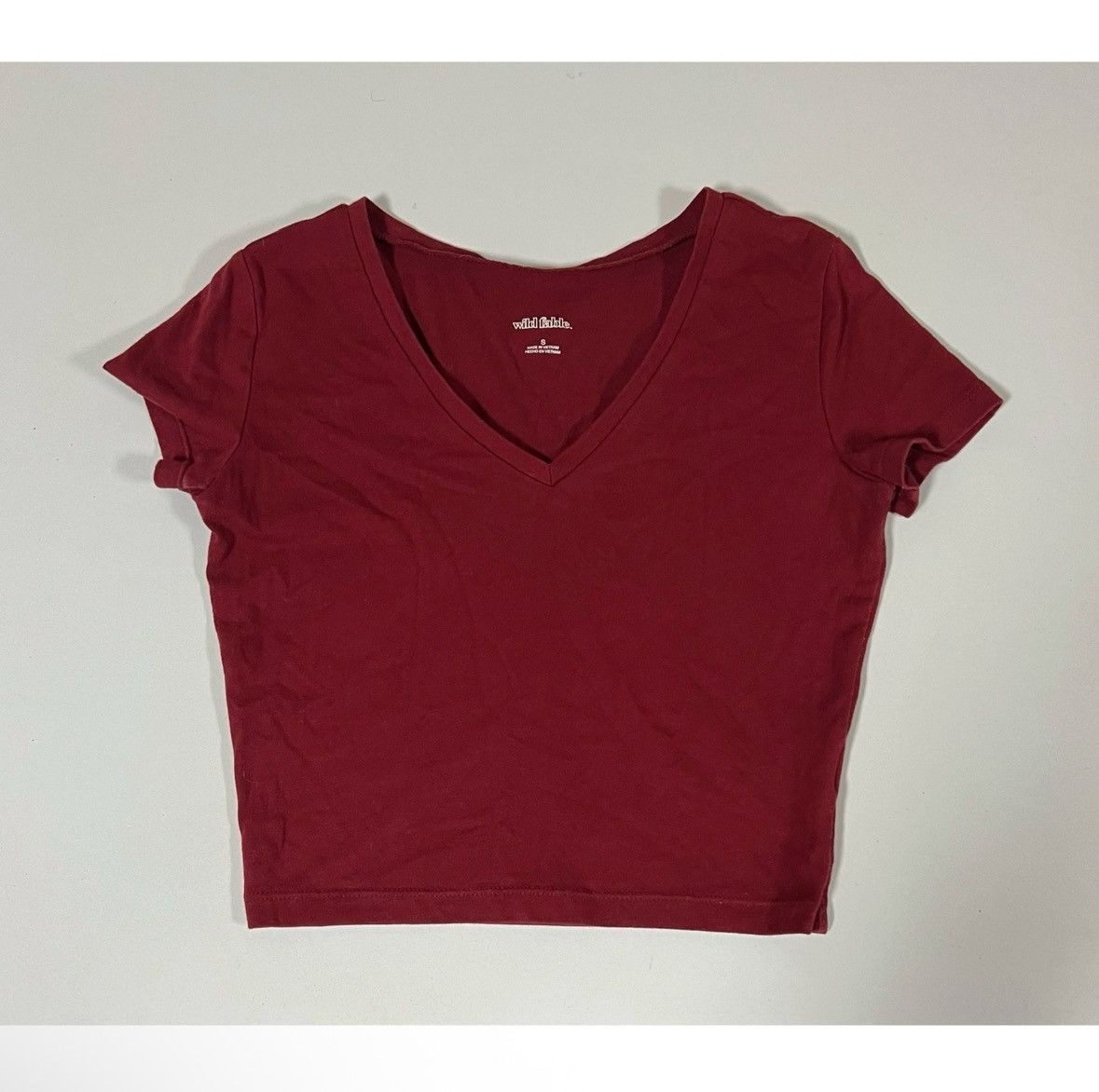 Wildfox Red Solid V-Neck Short Sleeve Shirt Top Blouse Tee Size S ♥️✨ Size S / US 4 / IT 40 - 1 Thumbnail
