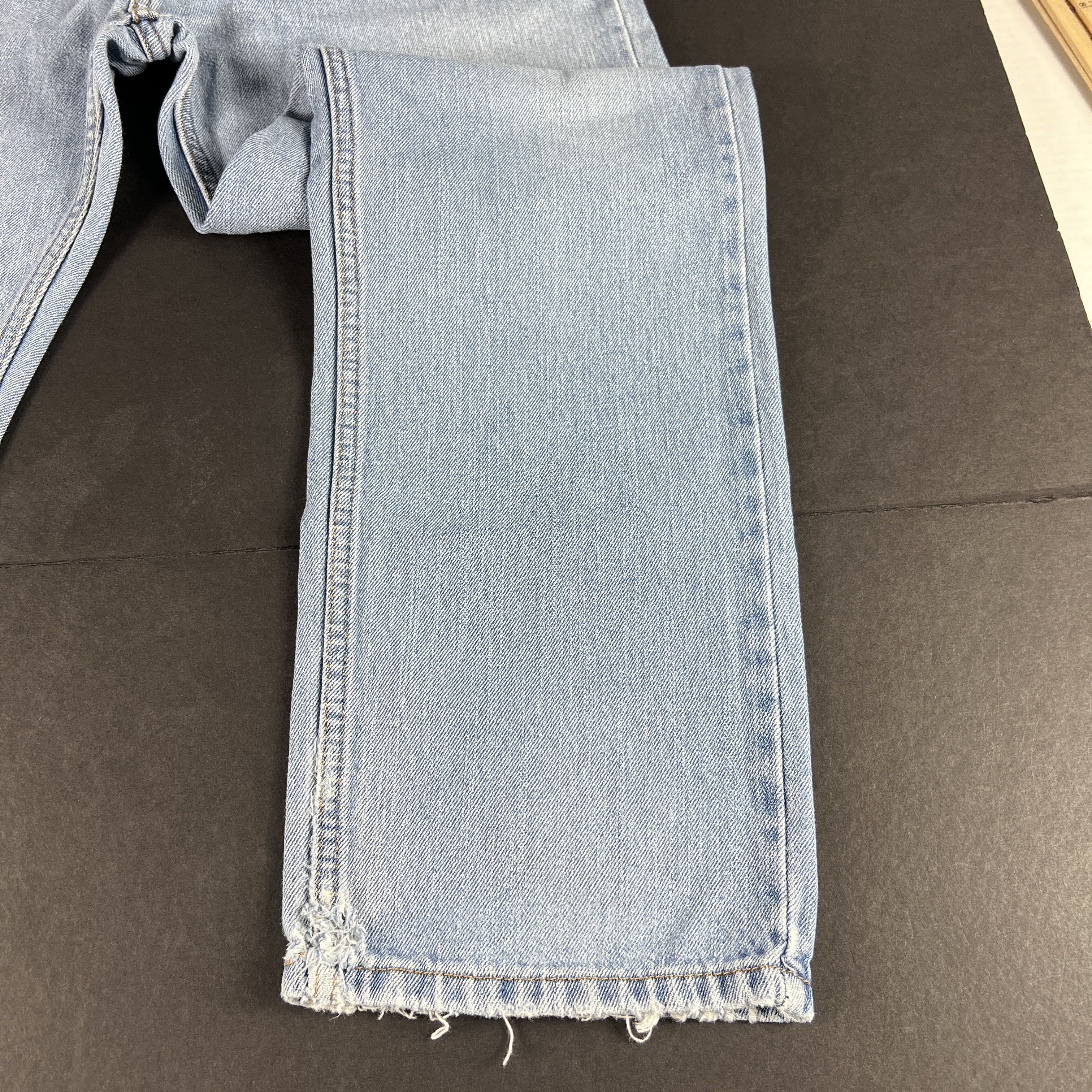 Levi's Levi's Jeans 505 Straight Leg Light Blue Distressed Denim Size US 35 - 7 Thumbnail