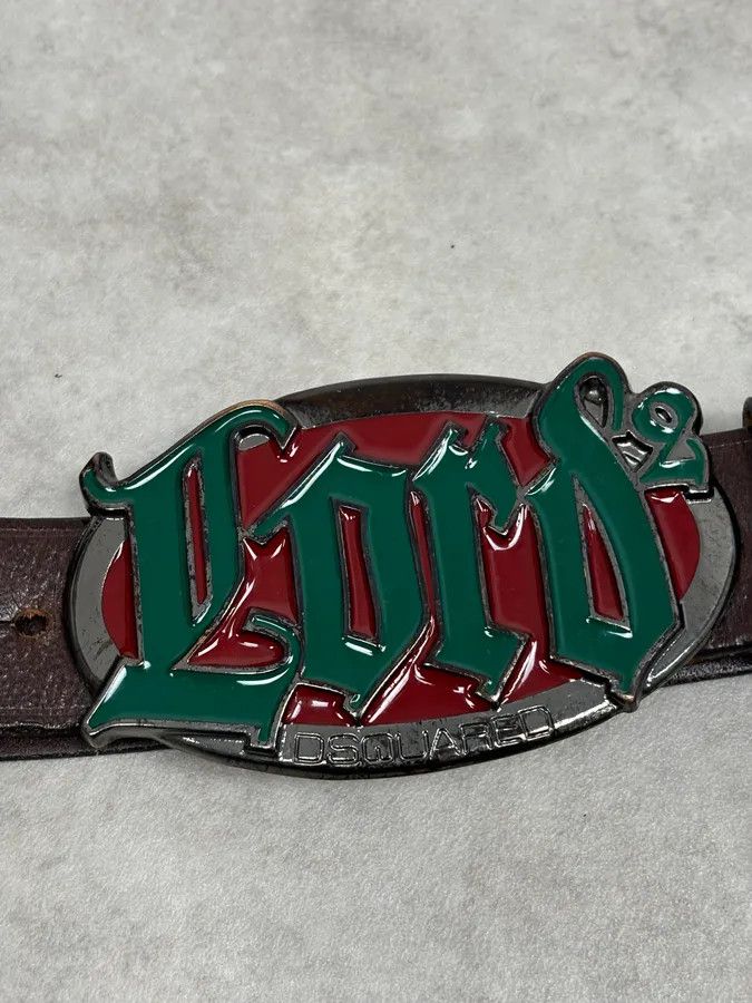 Dsquared2 Dsquared2 Lord Green Gothic Buckle Brown Leather Belt Size ONE SIZE - 4 Thumbnail