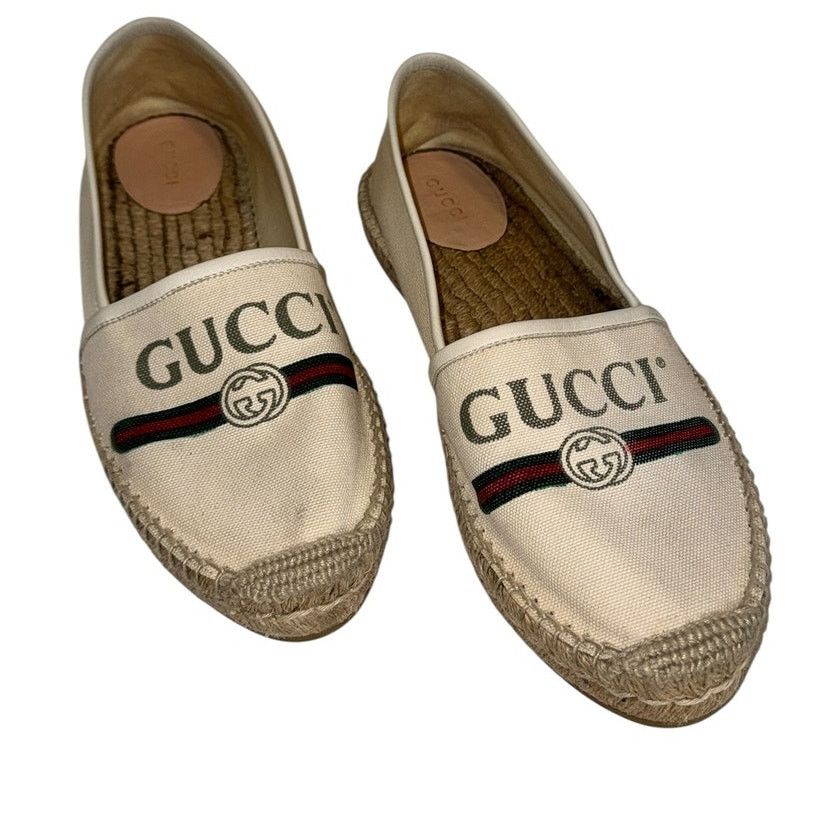 Gucci Gucci Charlotte Platform Cream Canvas Espadrilles Size 39 Size US 9 / IT 39 - 1 Thumbnail