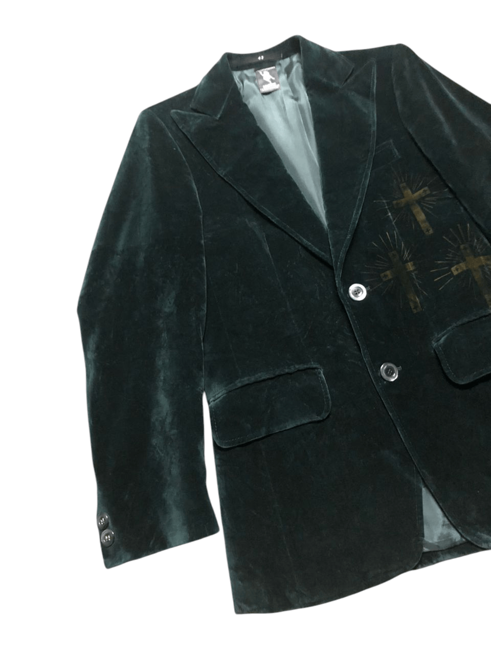 N.Hoolywood N.HoolyWood Green Velvet Blazer Design Cross Printed Size US S / EU 44-46 / 1 - 6 Thumbnail
