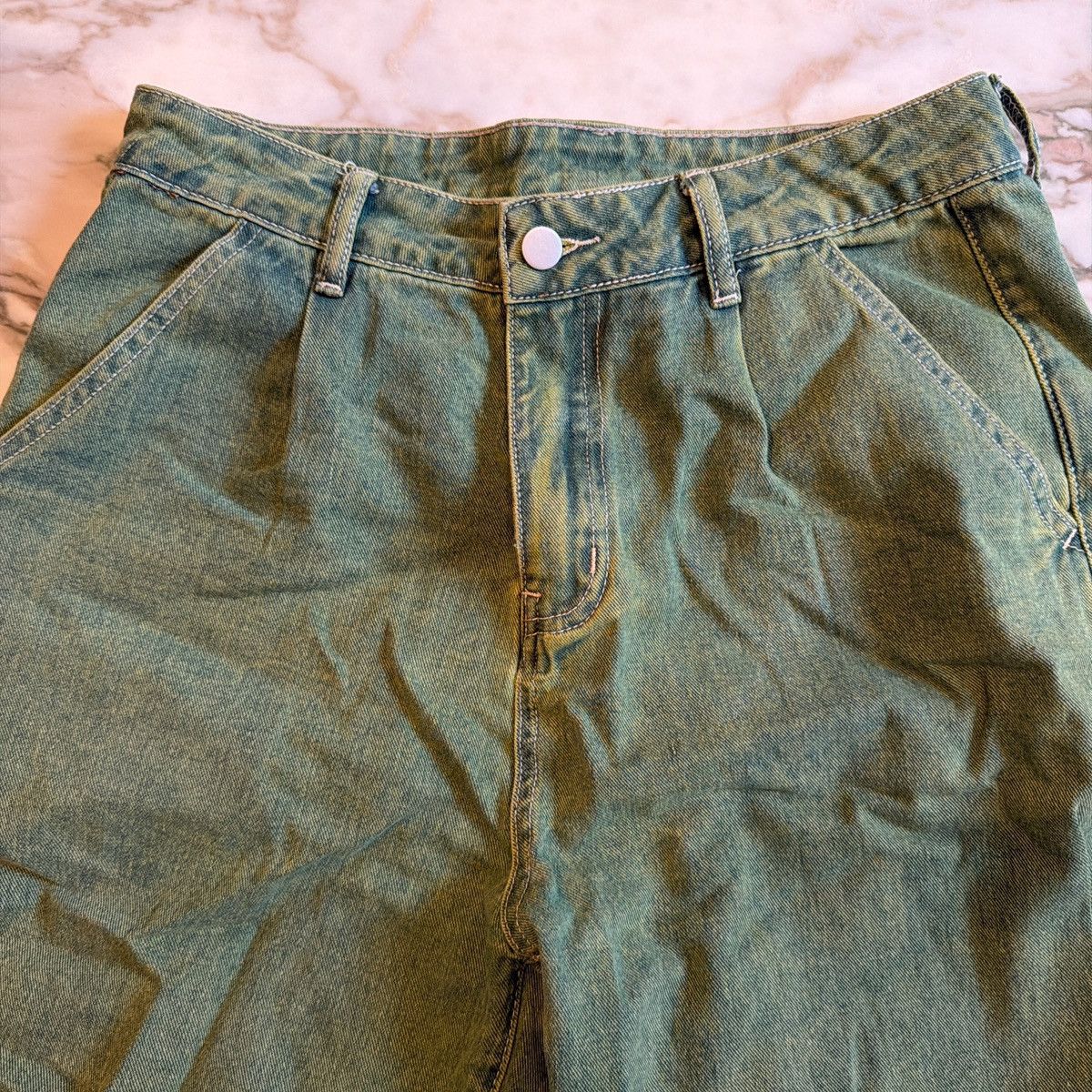 Pacsun Green high-waisted straight-leg denim jeans Size US 28 / EU 44 - 2 Thumbnail