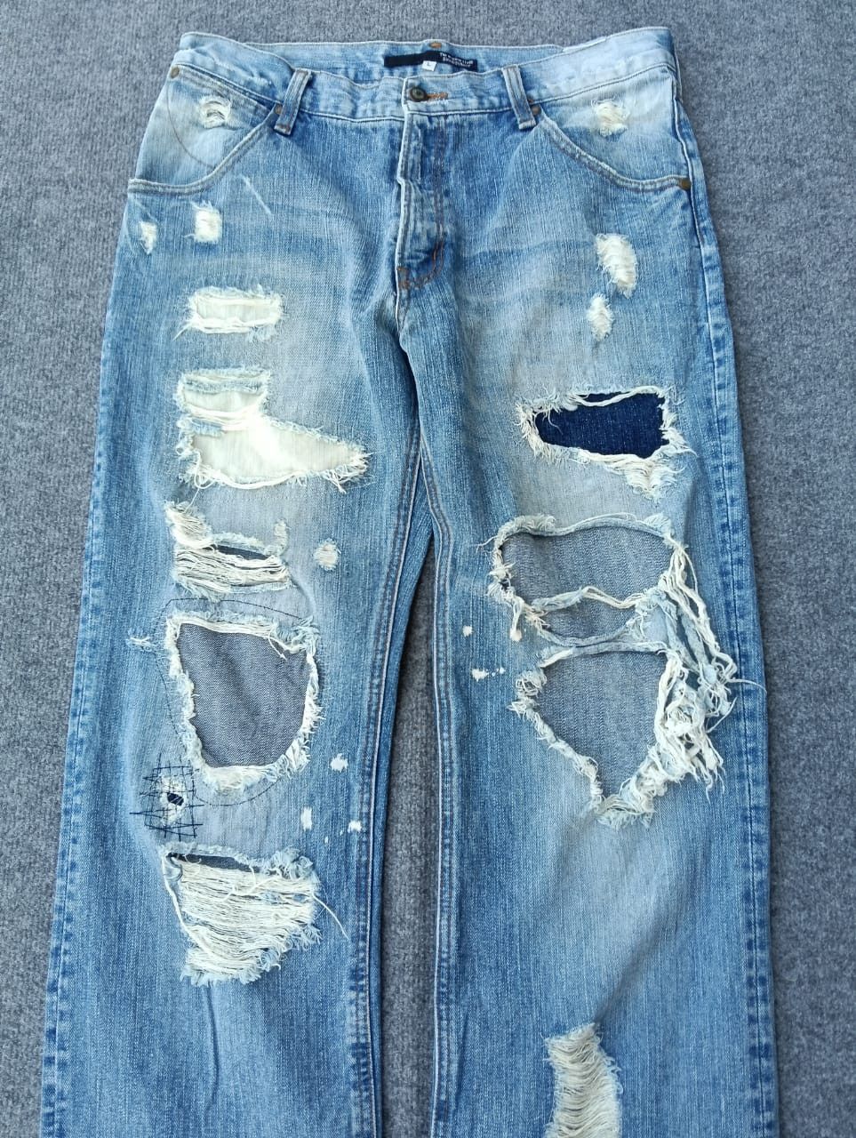 Japanese Brand TTU Exhibitionist Heavy Distressed Destroyed denim jeans. Size US 32 / EU 48 - 2 Thumbnail