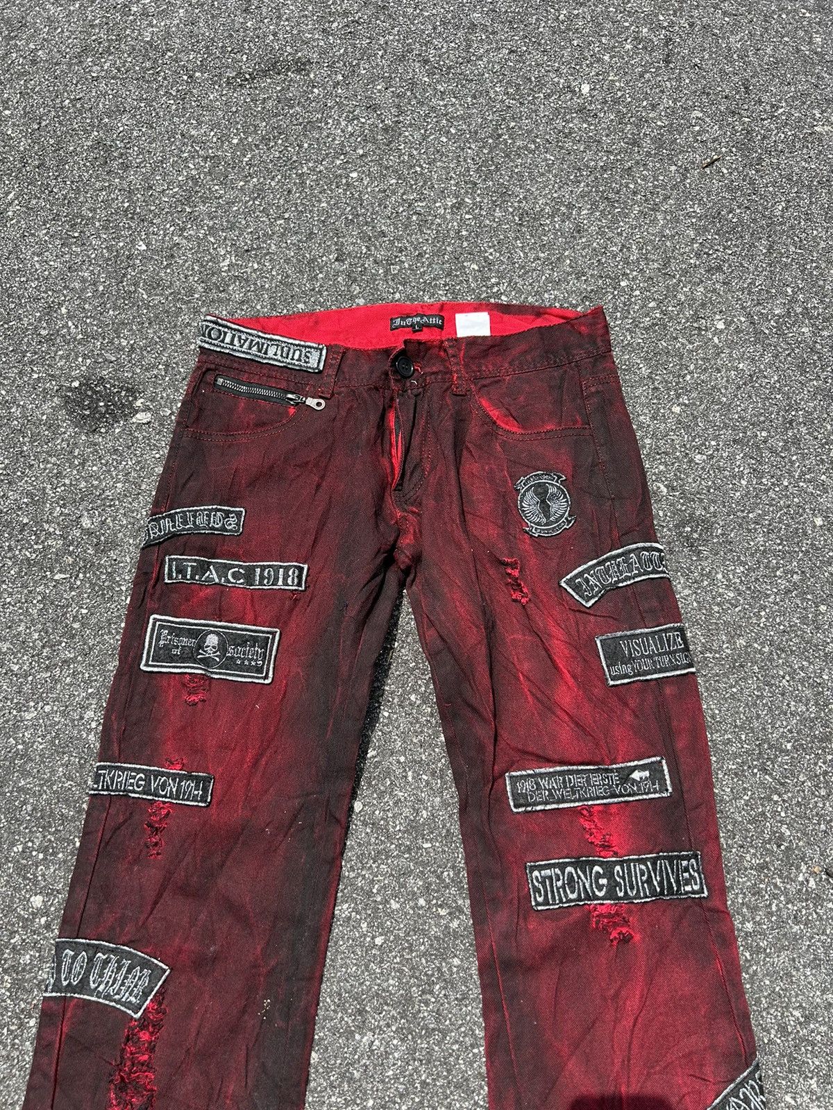 image of If Six Was Nine In The Attic Red Dye Punk Pants in Black/Red, Men's (Size 31)