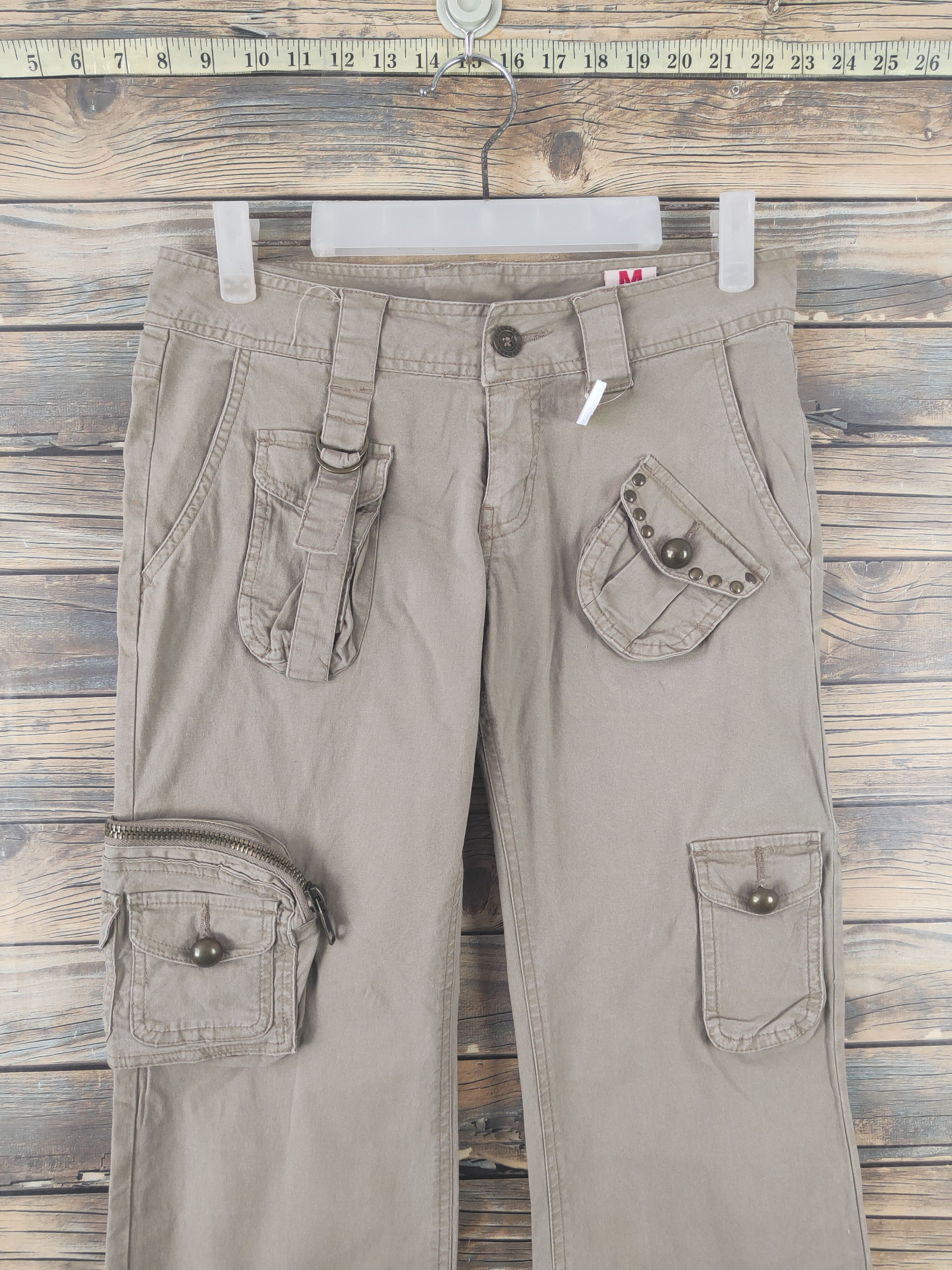 Japanese Brand DL Kissmark Beige Multipocket Utility Cargo Pants #2044 Size 28" / US 6 / IT 42 - 2 Thumbnail