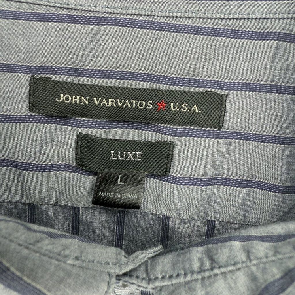 John Varvatos JOHN VARVATOS Stripe Designer Button down Grey Blue Shirt M Size US L / EU 52-54 / 3 - 4 Thumbnail