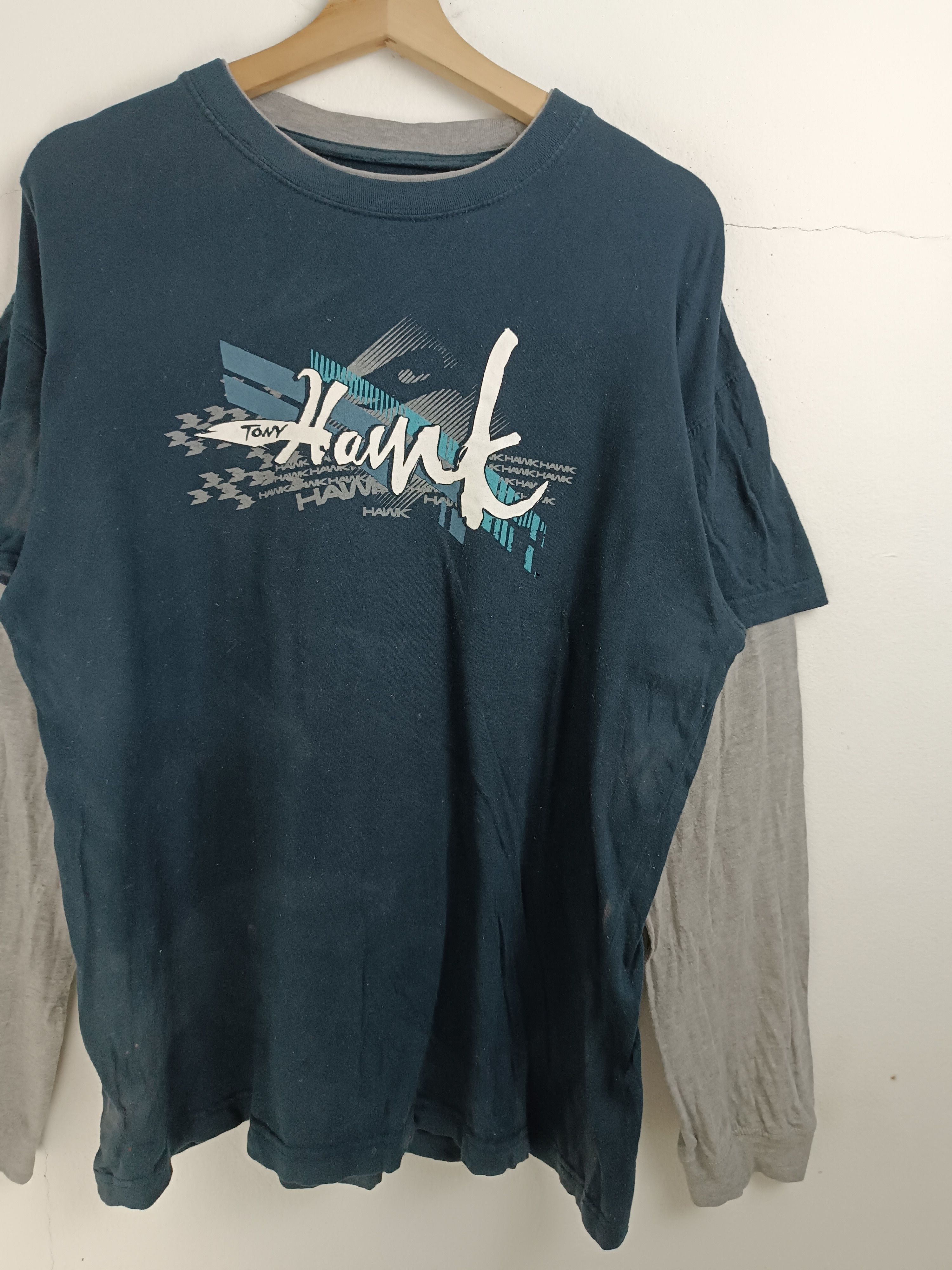 Tony Hawk THRASHED FADED VINTAGE TONY HAWK DOUBLE LAYER VERY RARE Size US L / EU 52-54 / 3 - 5 Thumbnail