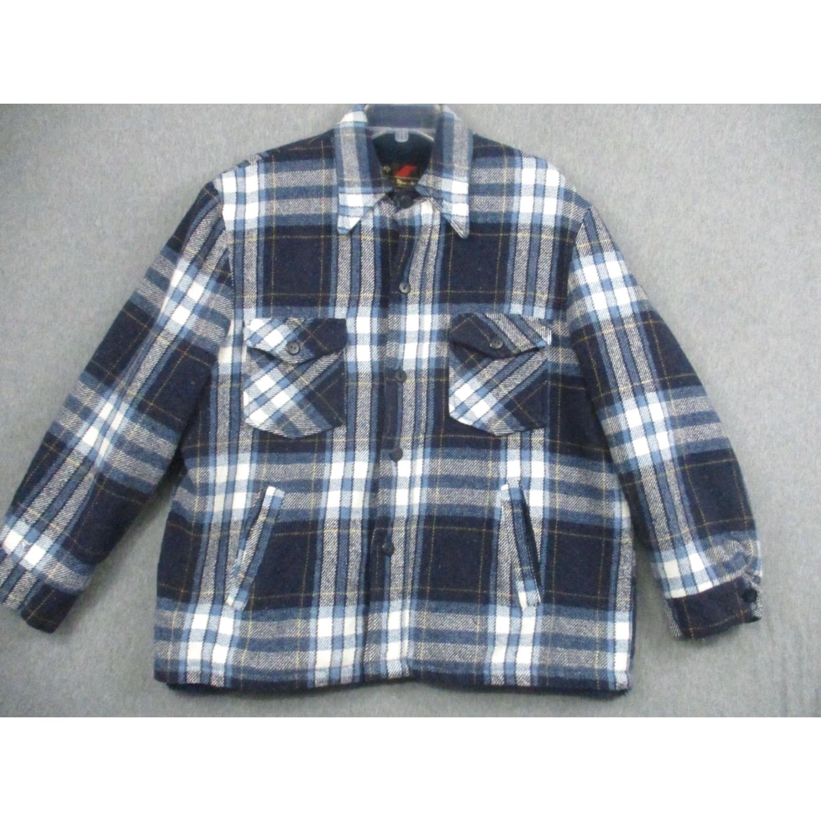 Sears VINTAGE Sears Jacket Mens 46 Blue Plaid Wool Faux Fur Lined Pea Coat Outdoor 70s Size US S / EU 44-46 / 1 - 2 Thumbnail
