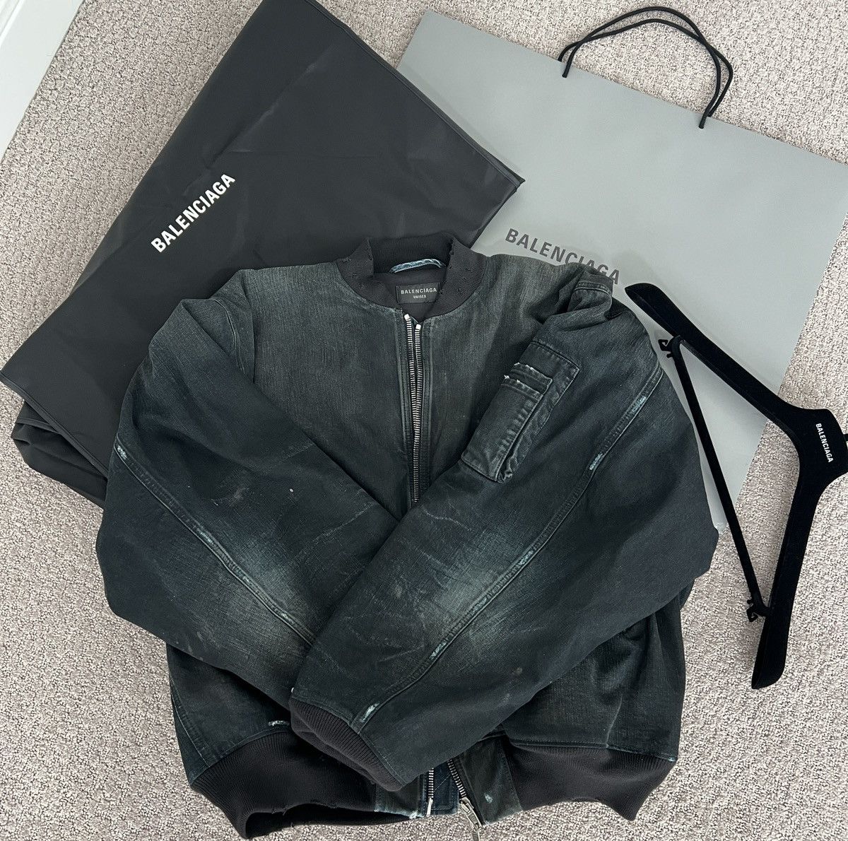 Balenciaga 25SS Mens Denim Bomber Jacket Size M