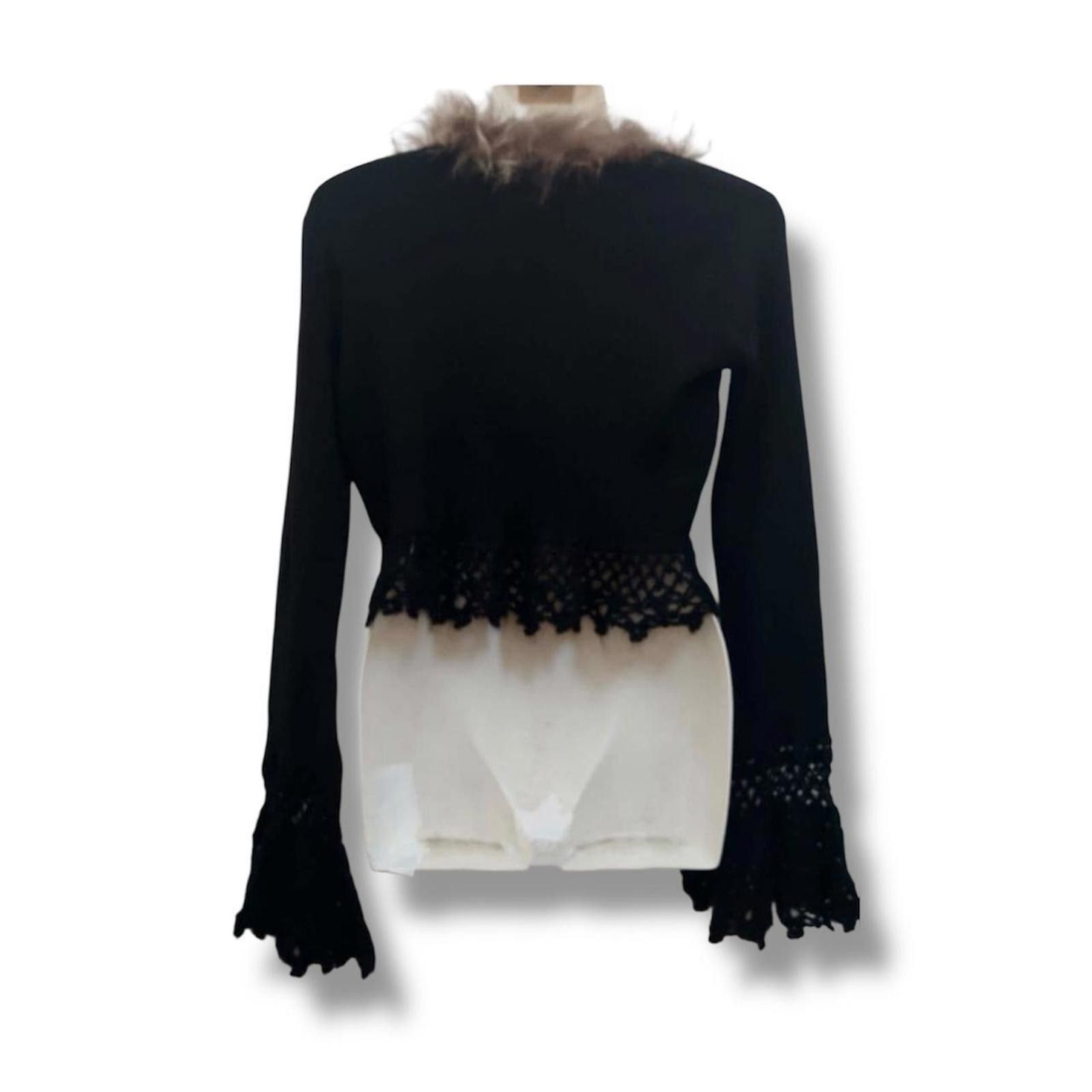 Other Wool mixed fairy grunge long 2000s style cardigan with fur Size XS / US 0-2 / IT 36-38 - 2 Thumbnail