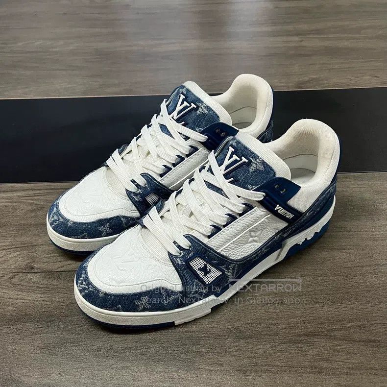 Louis Vuitton Louis Vuitton Trainer white and blue jeans shoes Size US 8.5 / EU 41-42 - 1 Thumbnail