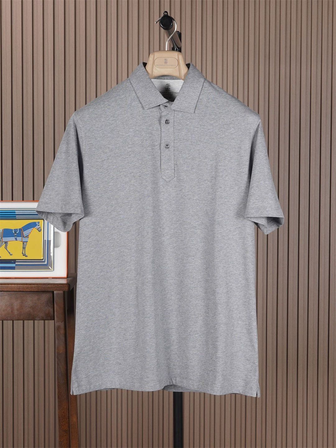 Brunello Cucinelli Brunello Cucinelli Men's Grey Polo - dmc Size US XL / EU 56 / 4 - 1 Thumbnail