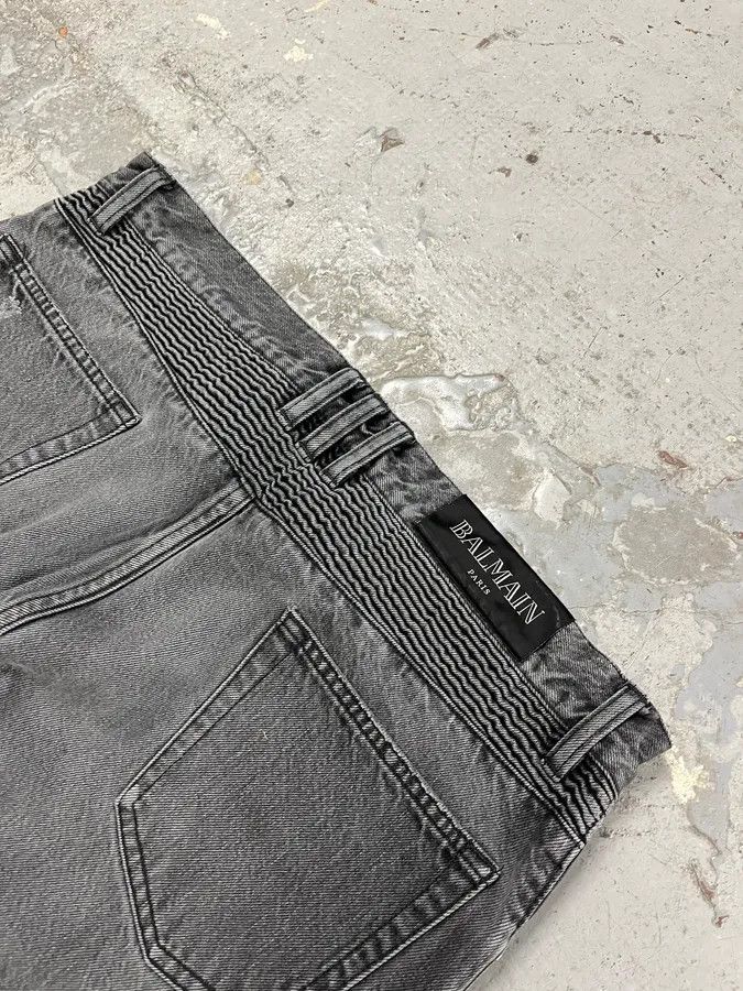 Balmain Balmain Grey Biker Denim Jeans Size US 31 - 8 Thumbnail