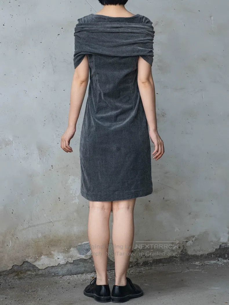 Comme des Garcons Comme Des Garcons Grey Velvet Shawl Dress Size M / US 6-8 / IT 42-44 - 3 Thumbnail