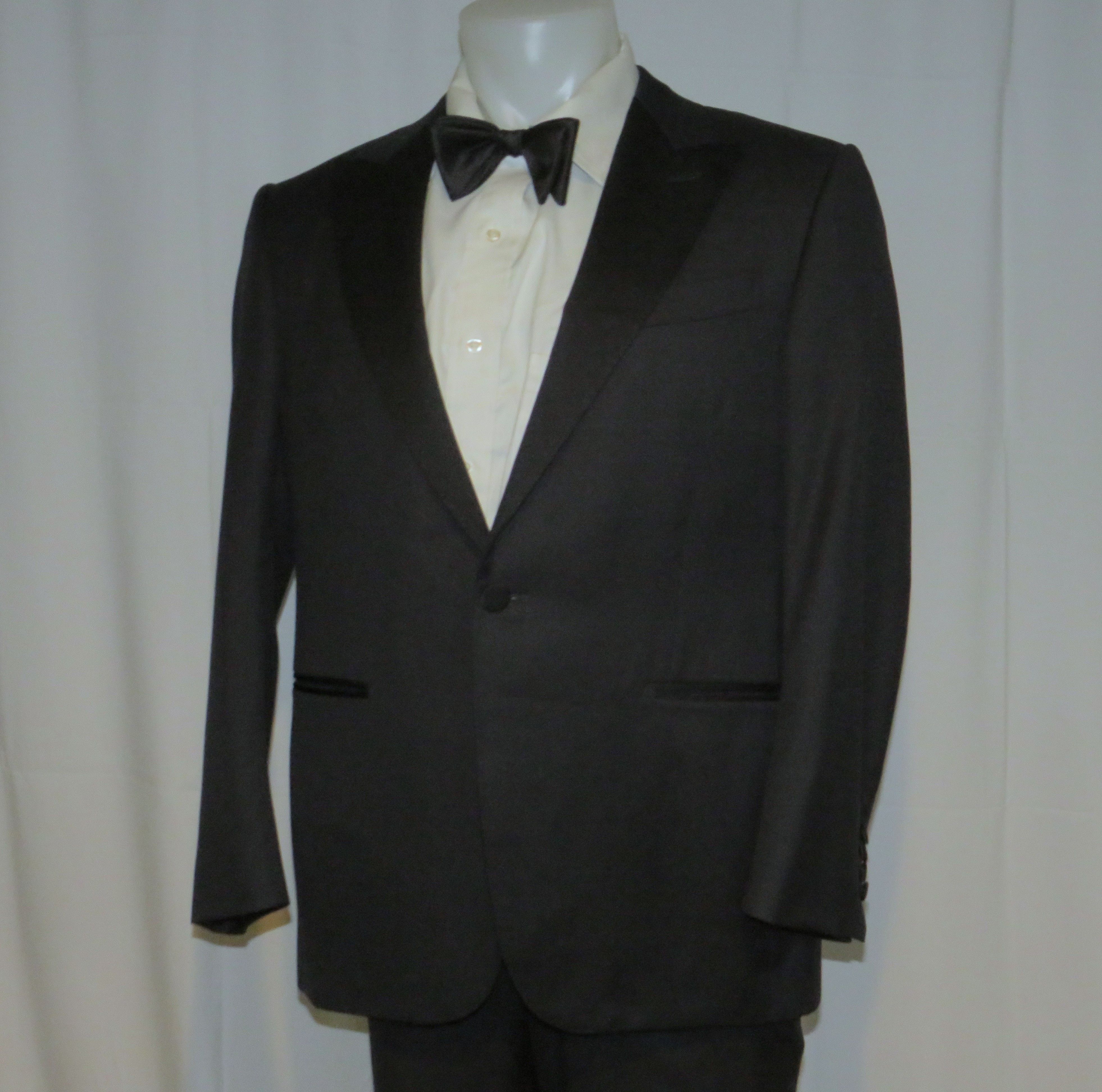 Ermenegildo Zegna Micronsphere Current Solid Black One Button Tuxedo 42S Size 42S - 8 Thumbnail
