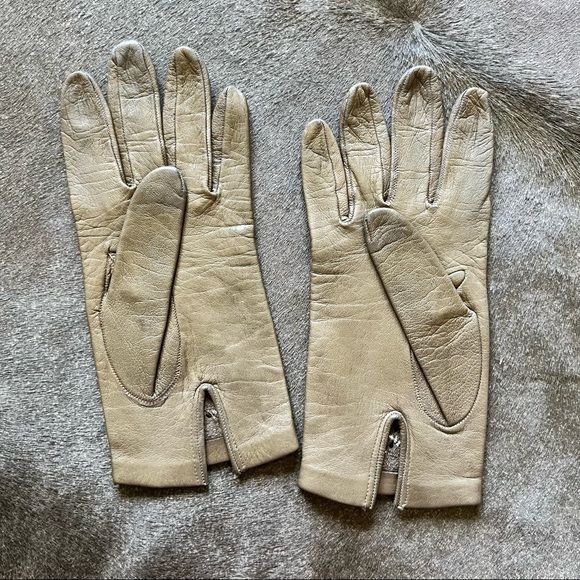 Vintage VTG Leather Laser Cut Out Floral Gloves Size ONE SIZE - 3 Thumbnail
