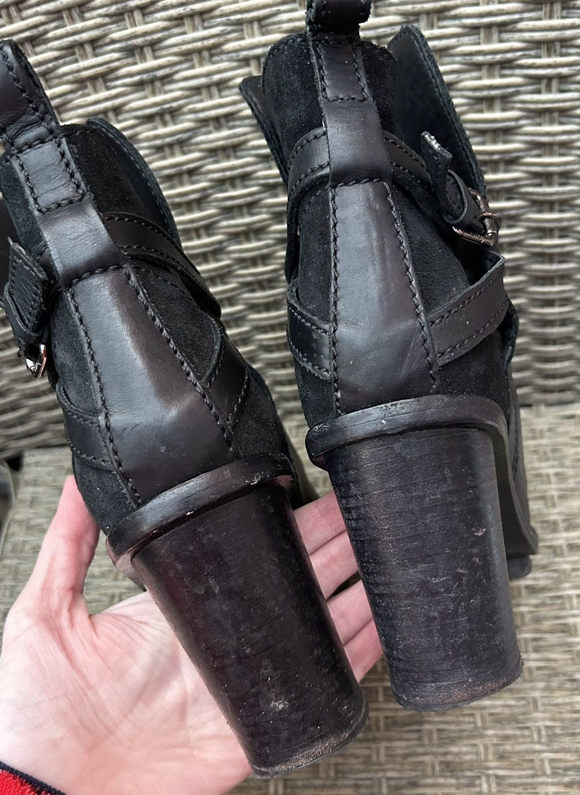 Acne Studios Vintage Acne Black Leather Suede Ankle Boots Block Heel Size US 10 / IT 40 - 6 Thumbnail