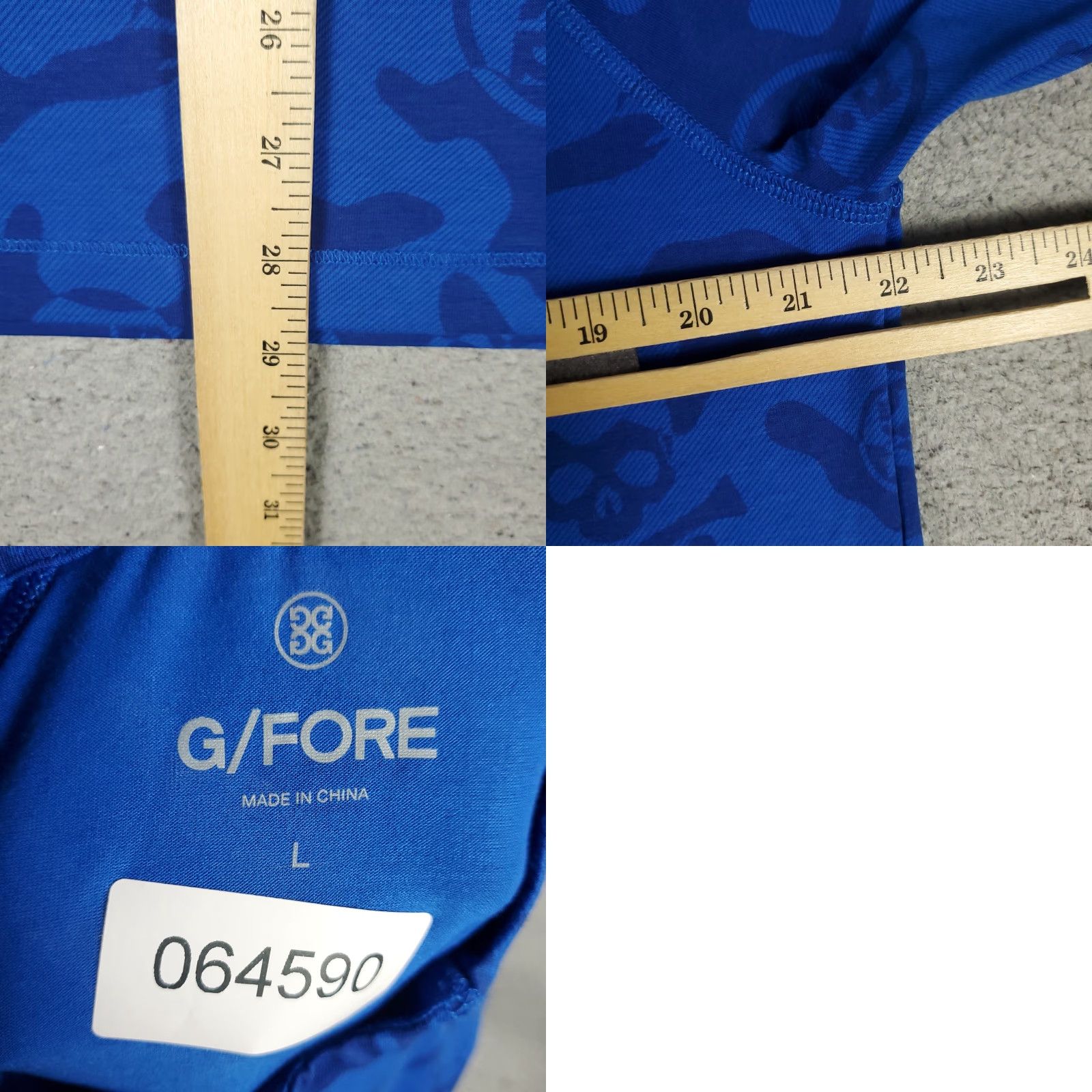 G/FORE G/Fore Shirt Mens Large Blue Skull Print Camo 1/4 Zip Pullover Long Sleeve Golf Shirt Mens Blue Camouflage 1/4 Zip Long Sleeve Size US L / EU 52-54 / 3 - 8 Thumbnail