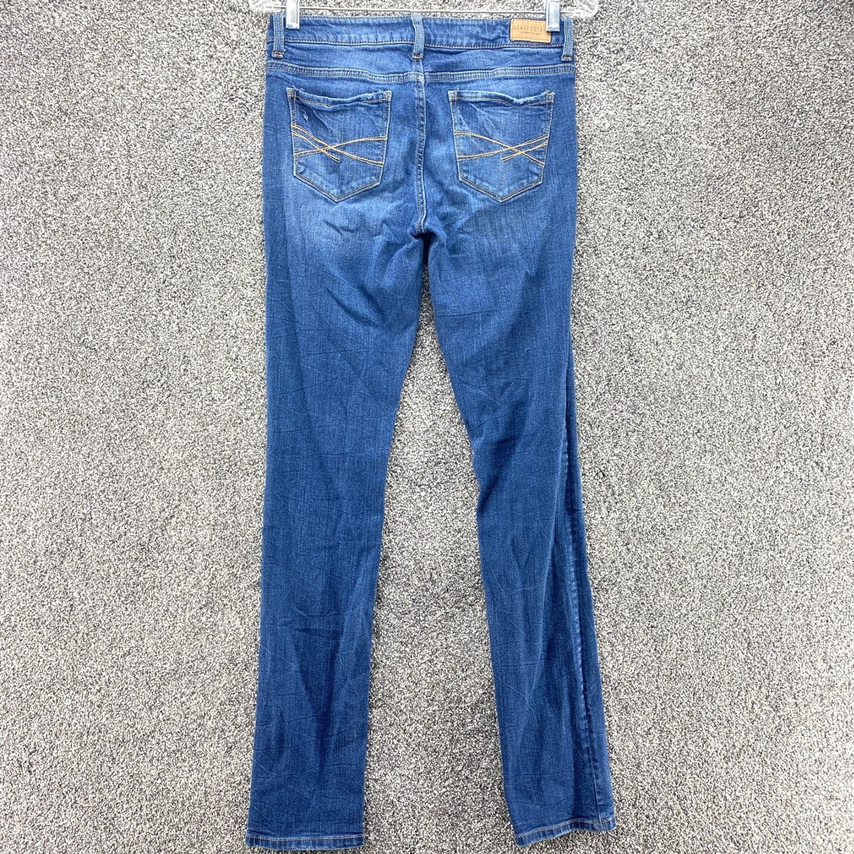 Vintage Aéropostale Jeans Women 4 Dark Blue Denim Low Rise Slim Skinny Stretch Fade Aero Jeans Size 27" / US 4 / IT 40 - 5 Thumbnail