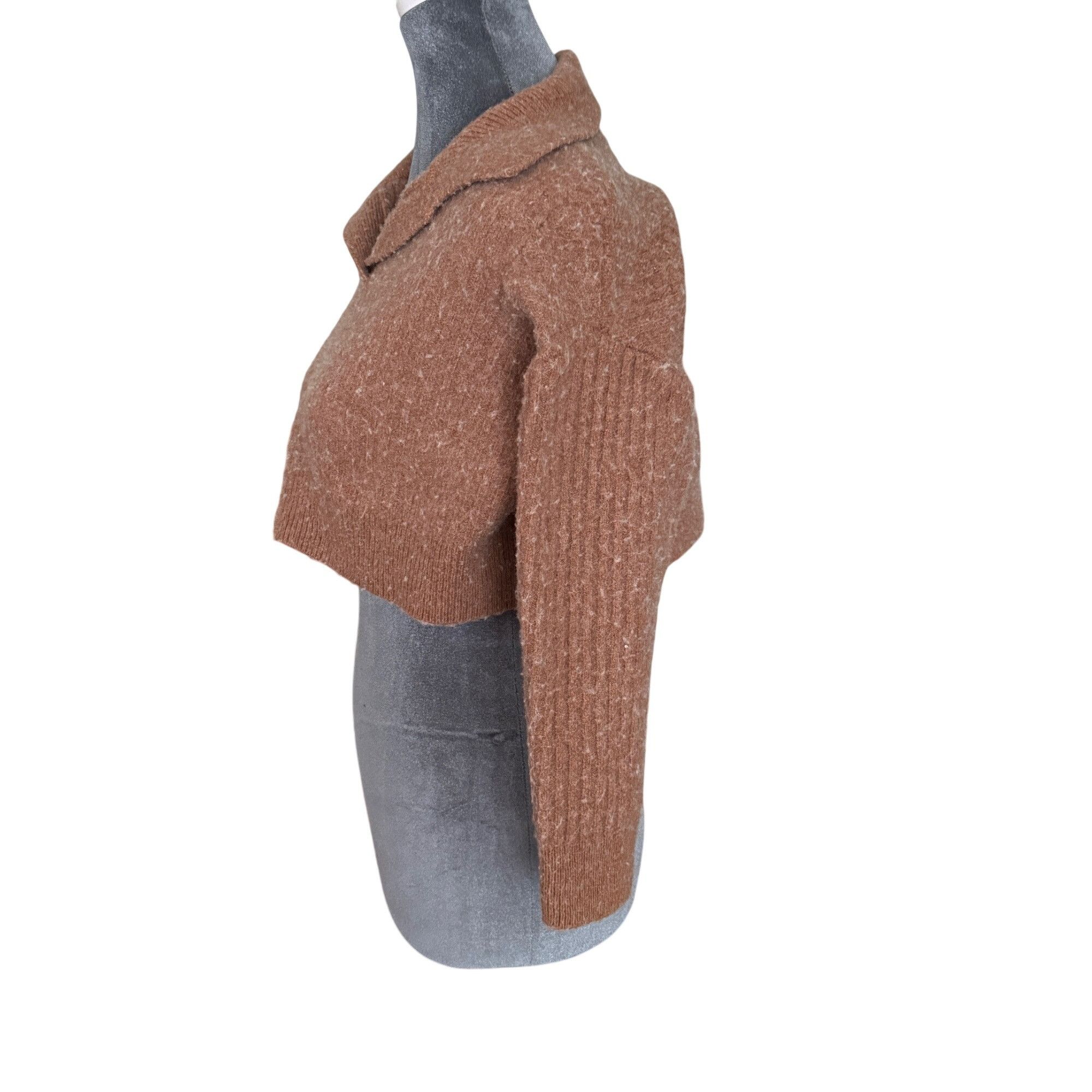 Rag & Bone Rag & Bone Cropped Tan Wool Blend Sweater XS Size XS / US 0-2 / IT 36-38 - 2 Thumbnail