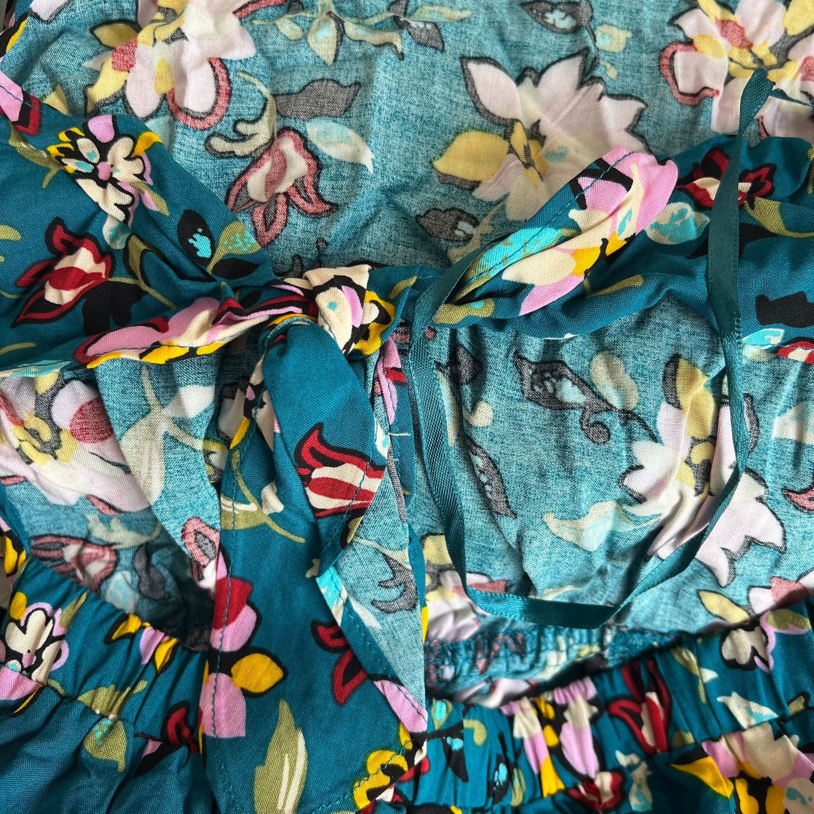 Other KINGSTON GREY Teal Floral Print Wide Leg Jumpsuit, XXS Size 24" / US 00 / IT 34 - 6 Thumbnail