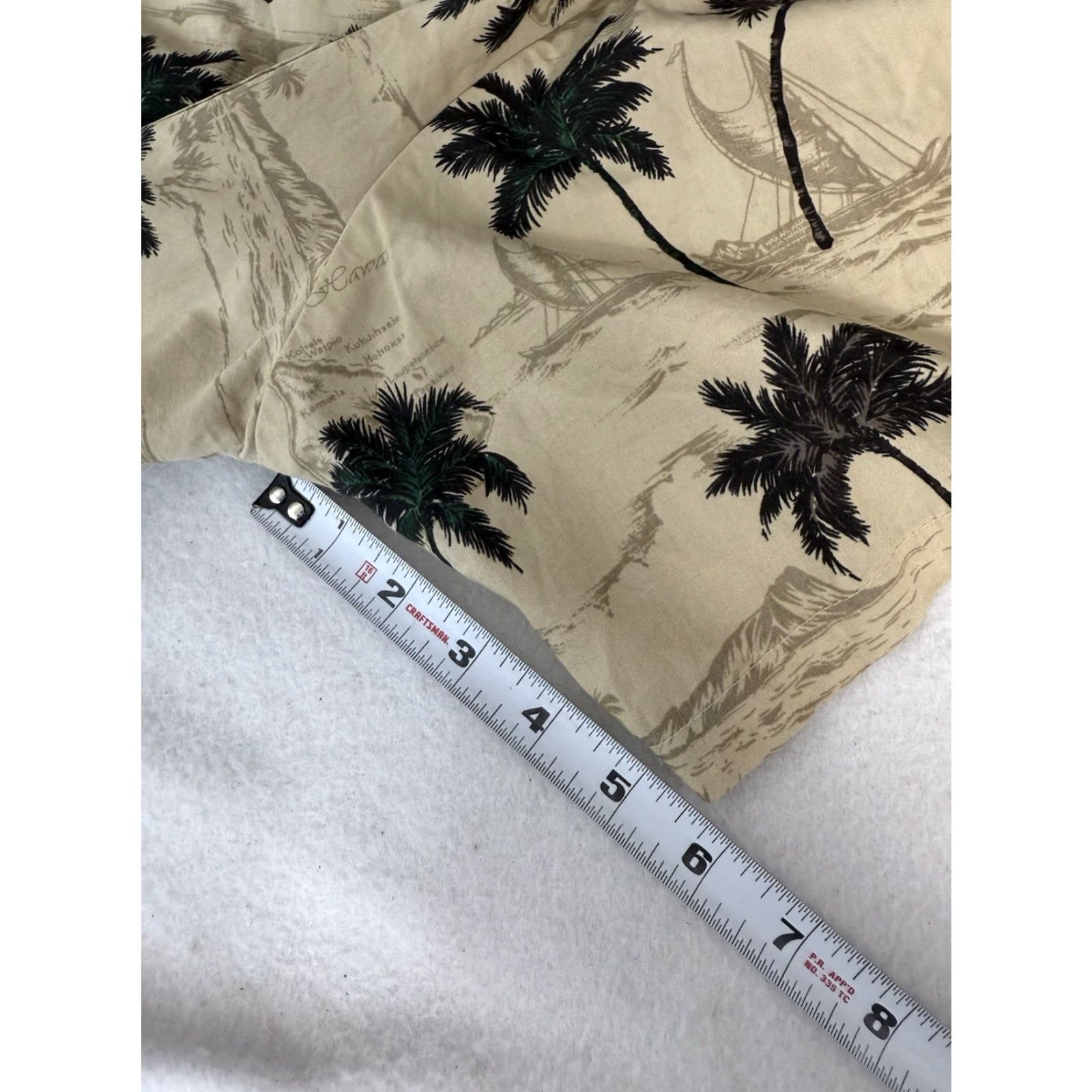 Vintage Hawaii Brand Mens Hawaiian Aloha Shirt Sz L Beige Maps Palm Trees Button Up Size US L / EU 52-54 / 3 - 4 Thumbnail