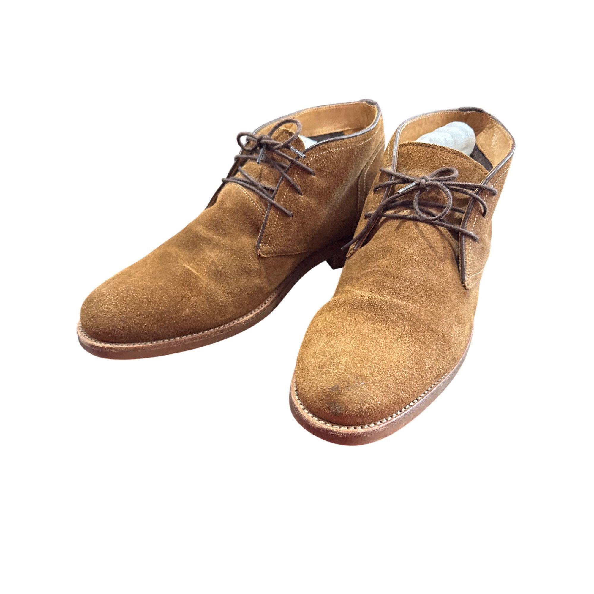 Designer Warfield Grand Mens Brown Leather Suede Ankle Chukka Boots S Size US 10.5 / EU 43-44 - 16 Thumbnail