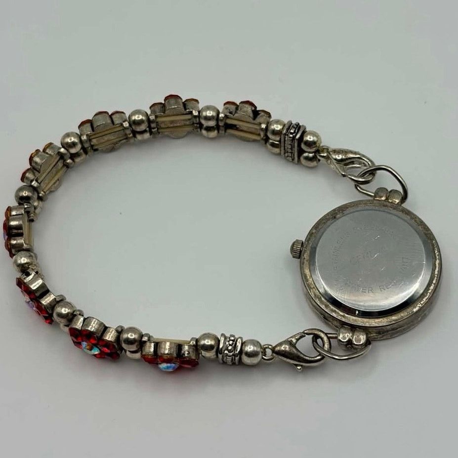 Geneva Silver & Red Floral Geneva Watch Size ONE SIZE - 4 Thumbnail