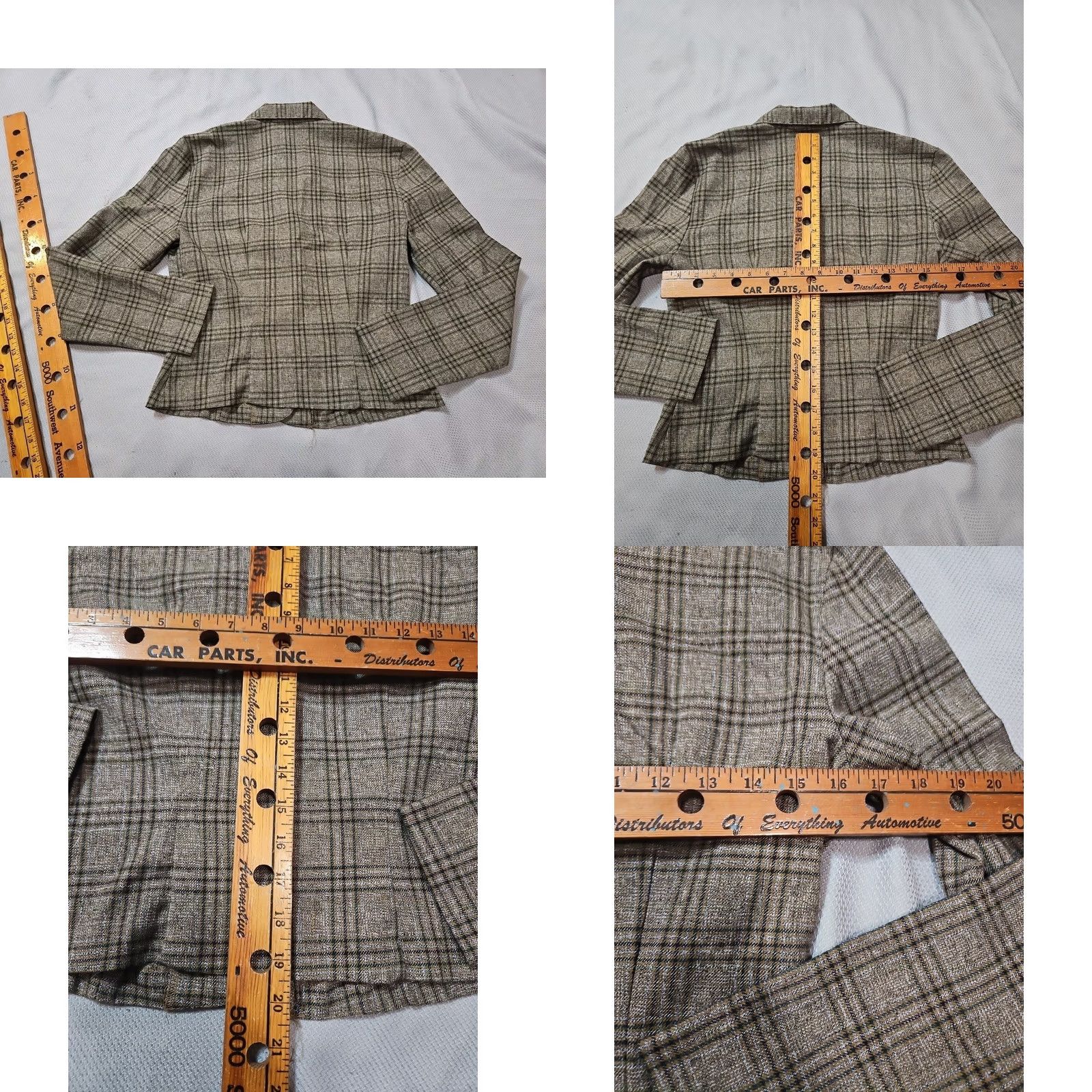 Vintage Wrapper Jacket Blazer Womens Medium Brown Plaid USA Vintage Button Up Modern Coat Size M / US 6-8 / IT 42-44 - 8 Thumbnail
