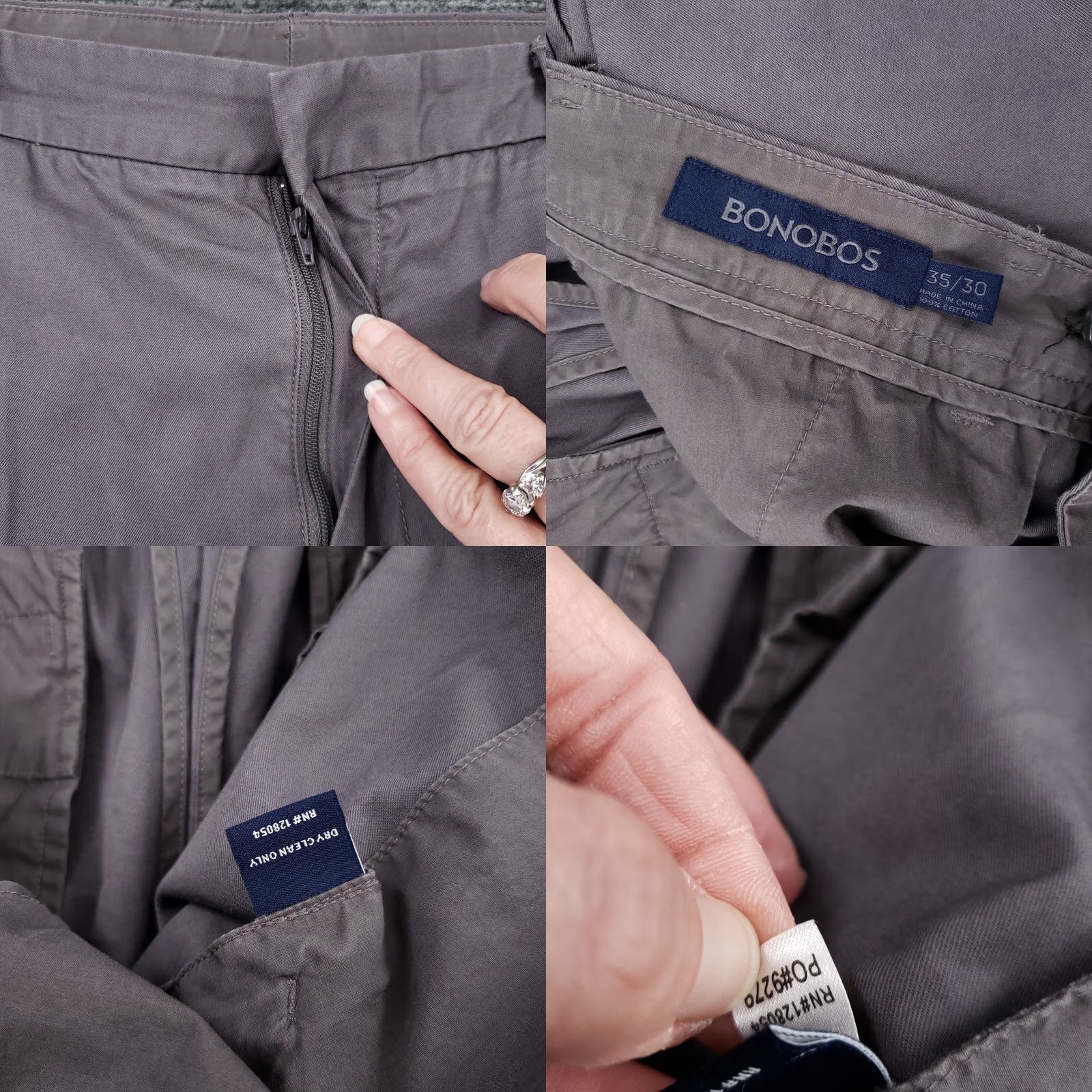 Bonobos Bonobos Pants Mens 35x30 Gray Straight Fit Chino Flat Front Trouser Zip Fly Size US 35 - 8 Thumbnail