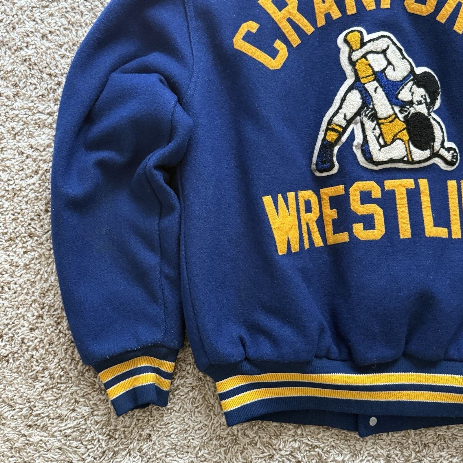 Rennoc × Vintage Vintage Rennoc Blue Yellow Wool Varsity Jacket Wrestling Size US S / EU 44-46 / 1 - 8 Thumbnail