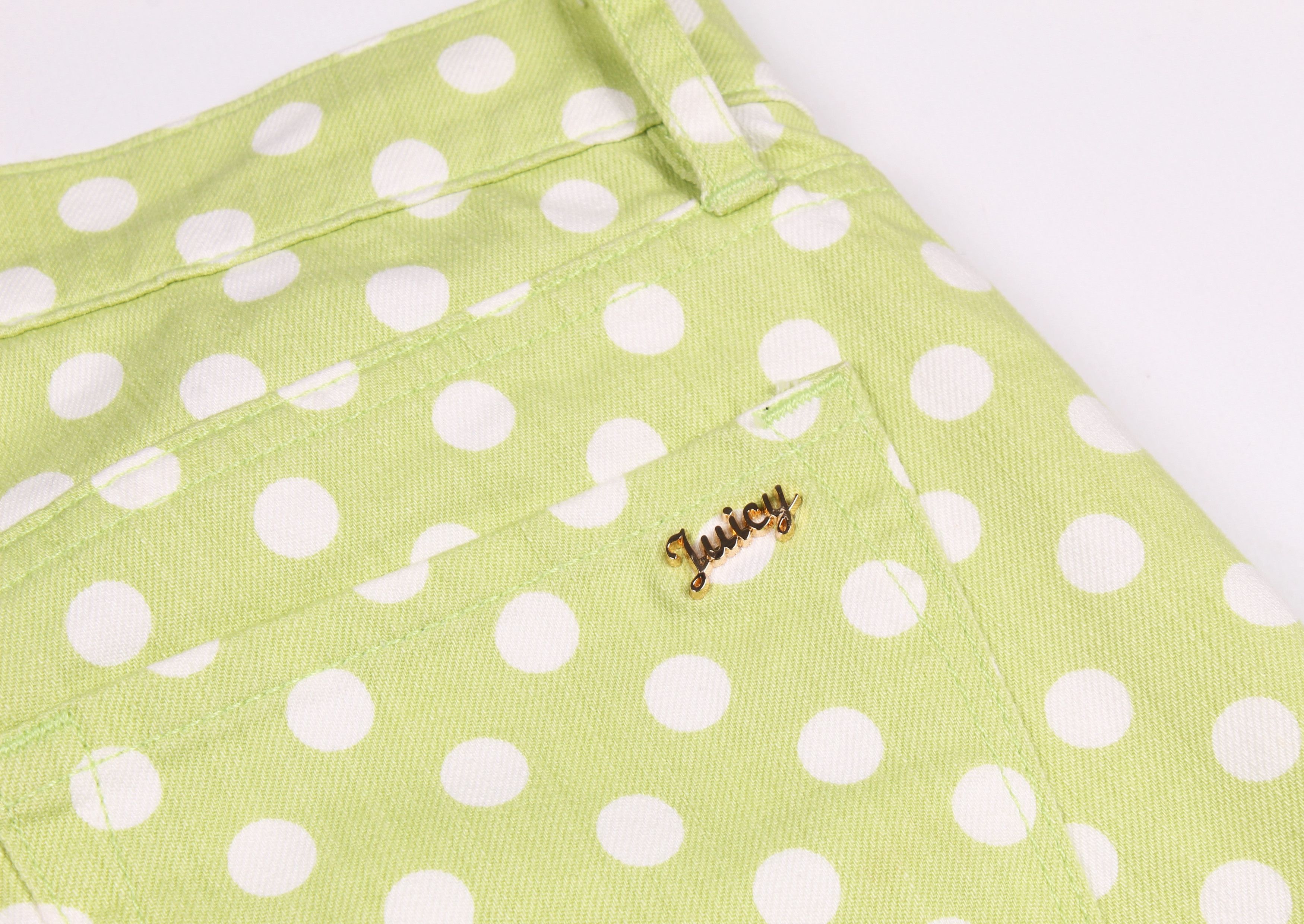Juicy Couture × Vintage Juicy Couture Vintage Y2K Polka Dot Lemongrass Shorts Size 28" / US 6 / IT 42 - 6 Thumbnail