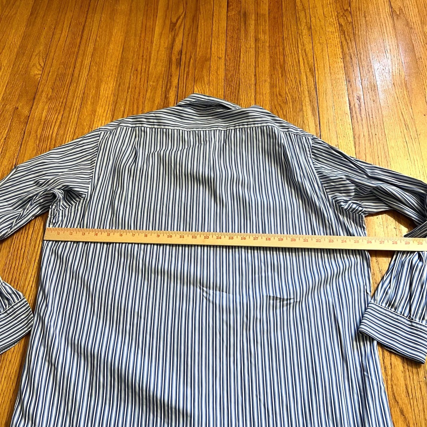 Ralph Lauren Ralph Lauren Purple Label Mens Dress Shirt Blue Stripe Italy Button Up XL Size 46R - 7 Thumbnail