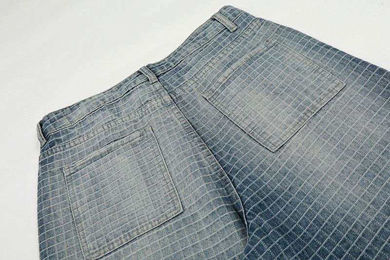 Jean American retro plaid gradient washed denim jeans for men Size US 32 / EU 48 - 6 Thumbnail