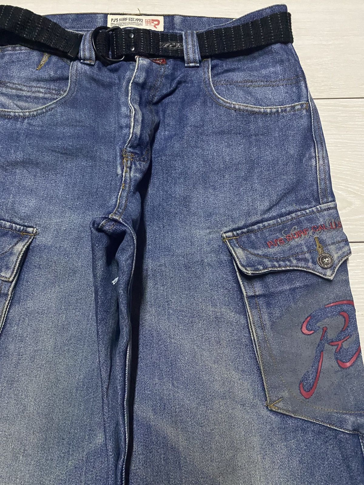 JNCO PJ’s Surfo Blue Wash With Belt Cargo Baggy Jeans Size US 32 / EU 48 - 7 Thumbnail