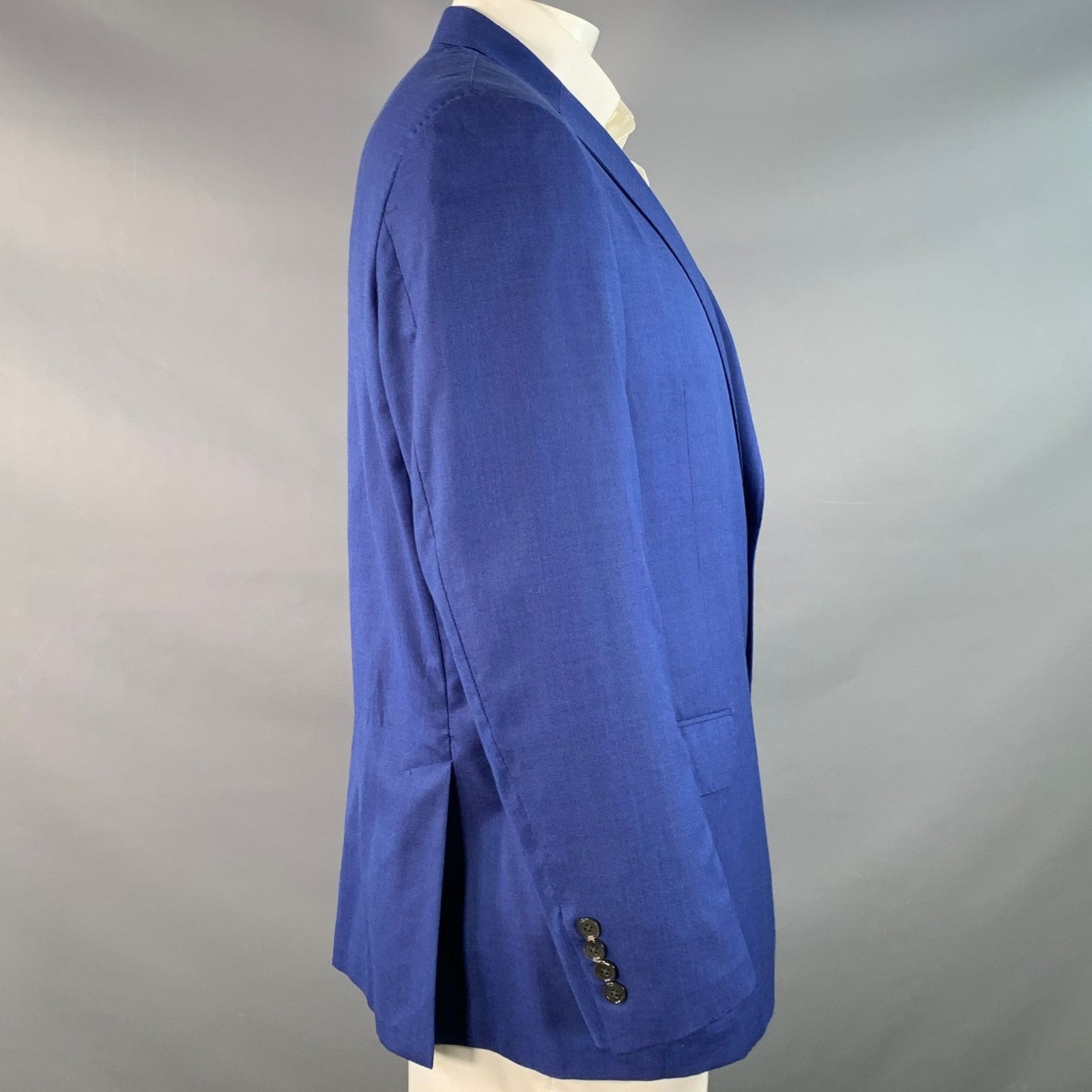 Hickey Freeman Size 44 Regular Blue Wool Silk Notch Lapel Sport Coat Size 44R - 2 Thumbnail