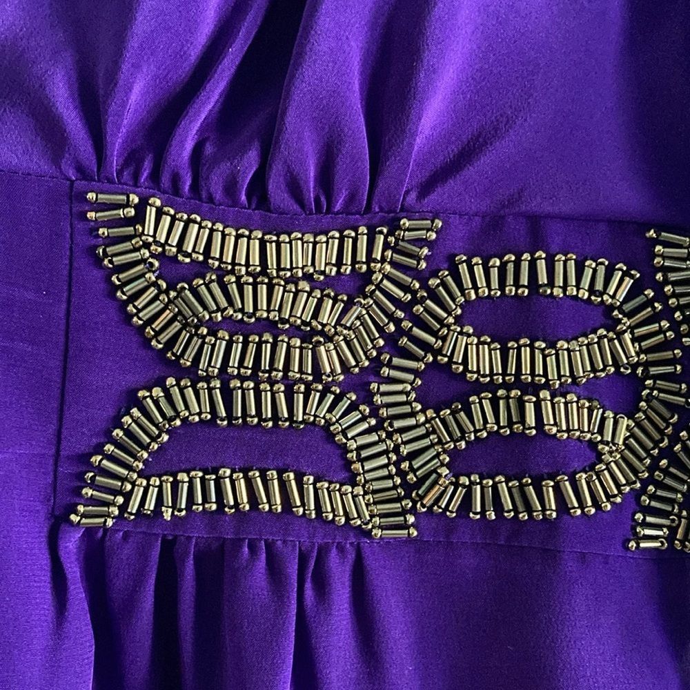Trina Turk Trina Turk Womans Purple Silk Drape Neck Dress Size 12 Beade Size XL / US 12-14 / IT 48-50 - 4 Thumbnail